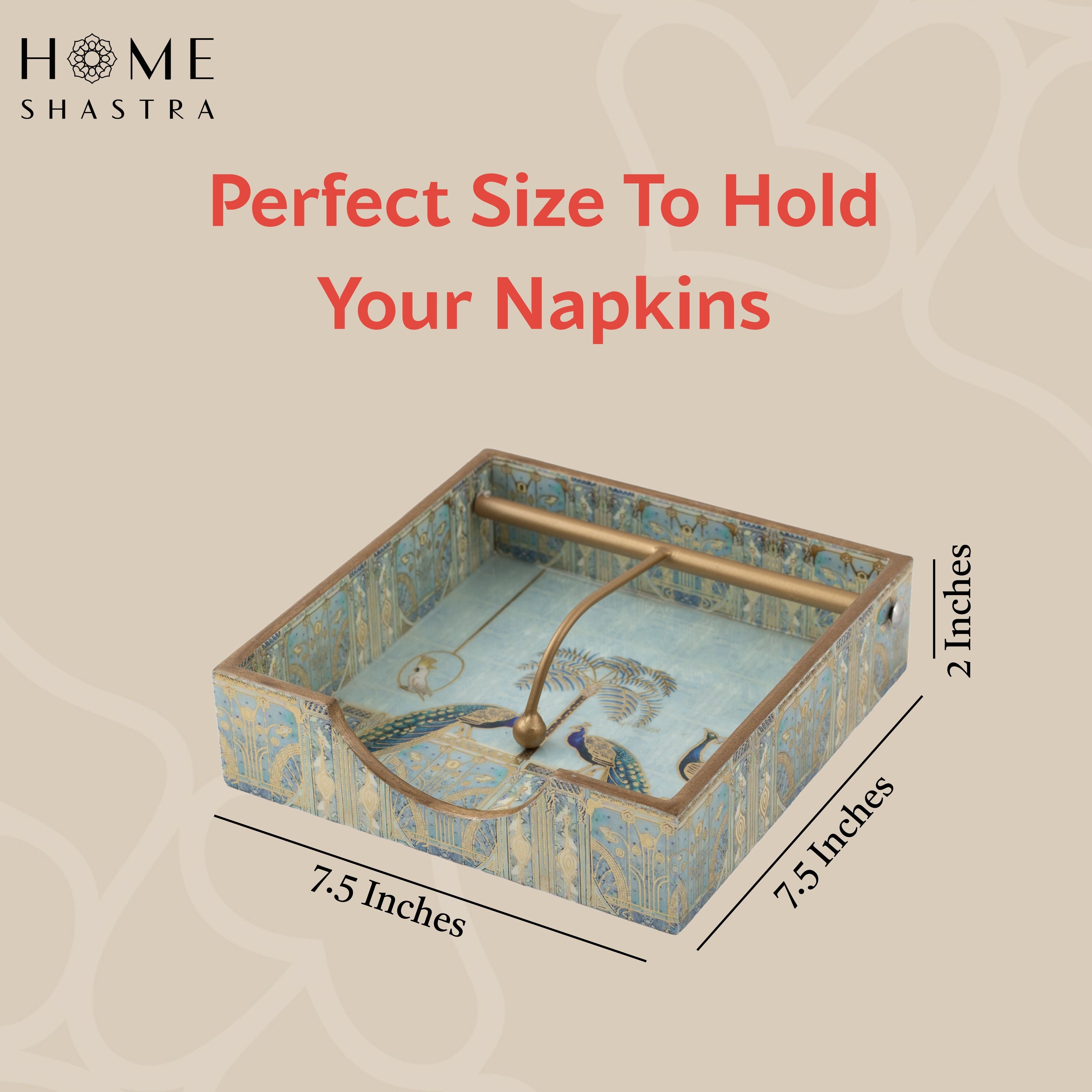 Blue Peacock Napkin Holder