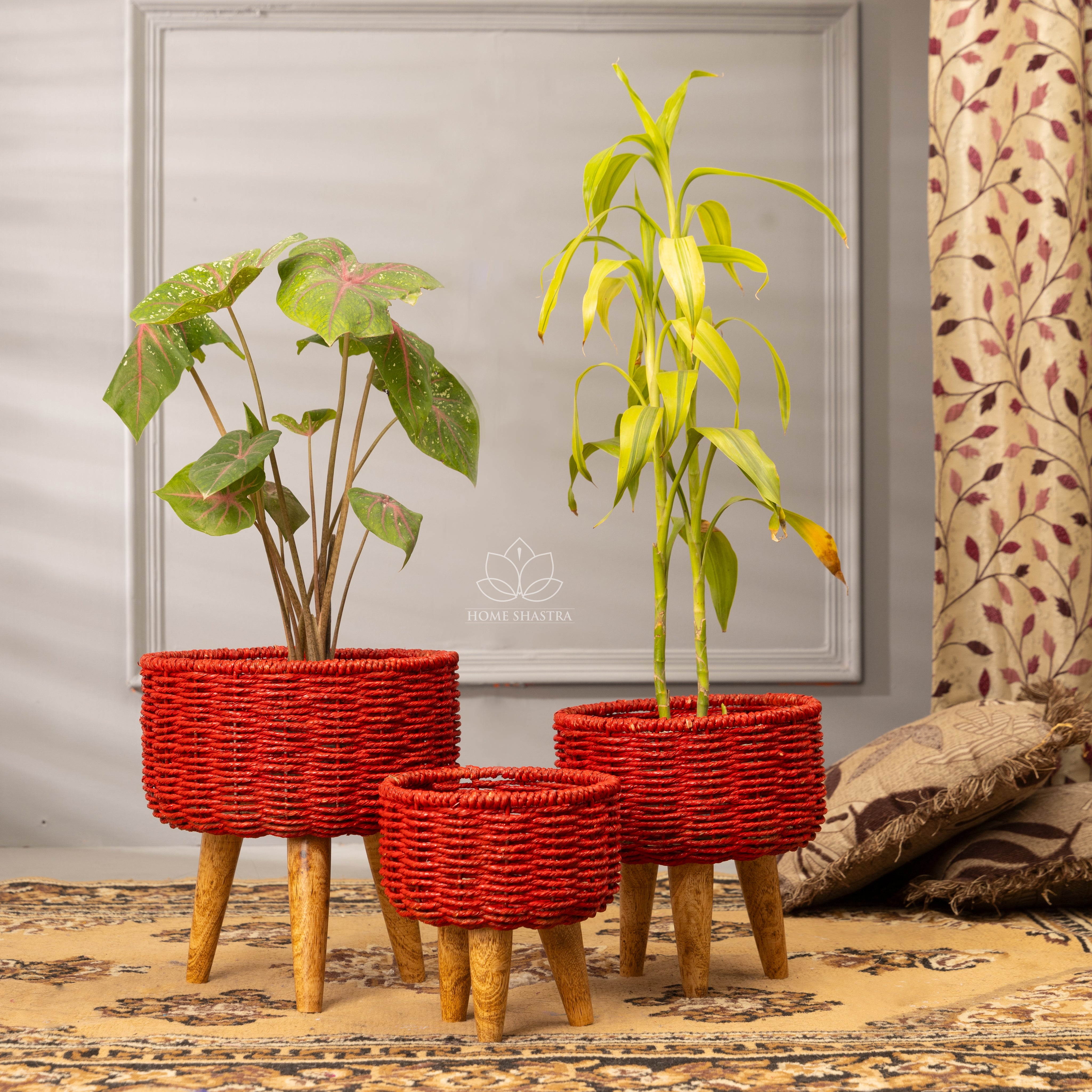 Hearth Jute Planter (Set of 3) (Red)