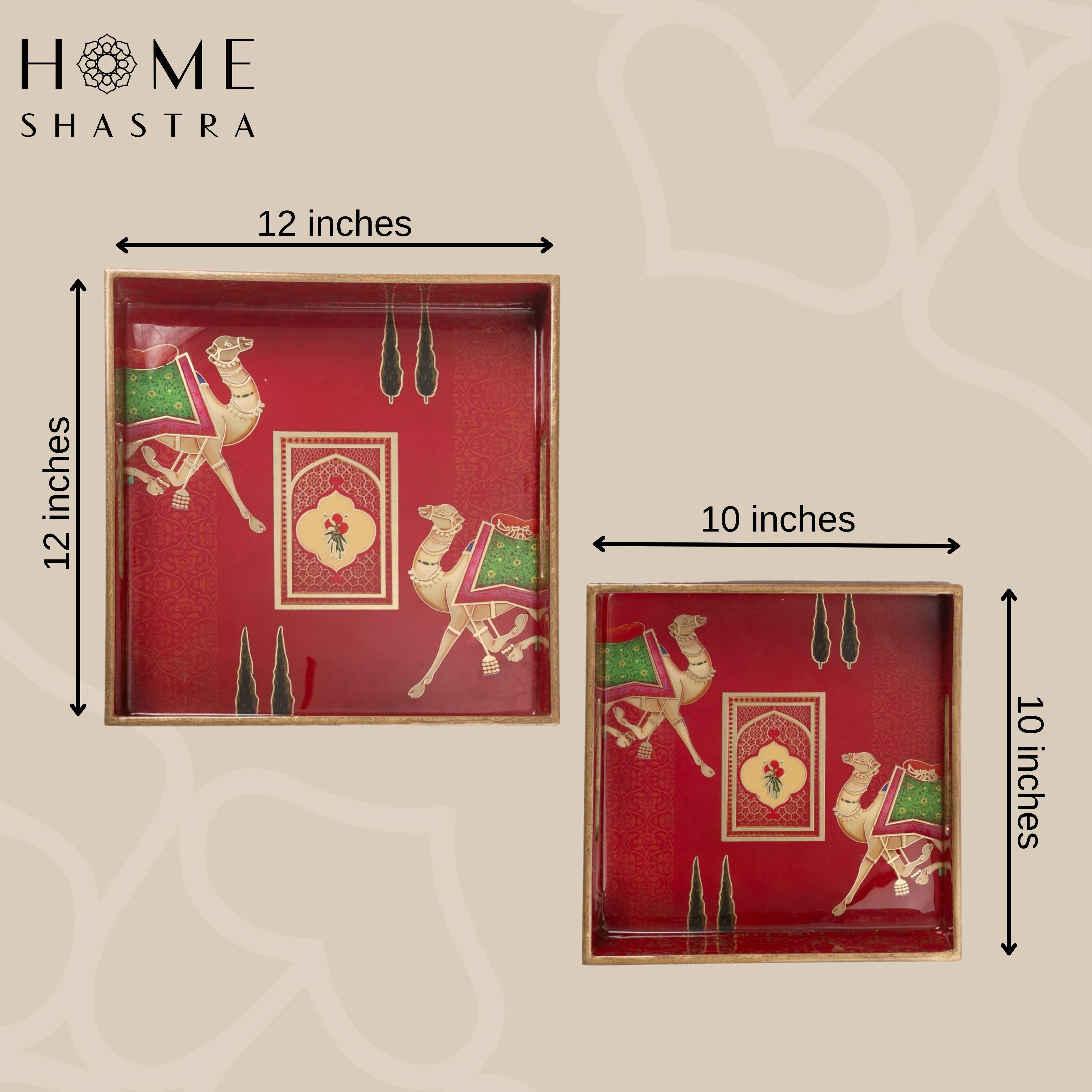 Red Camel Square Trays Set