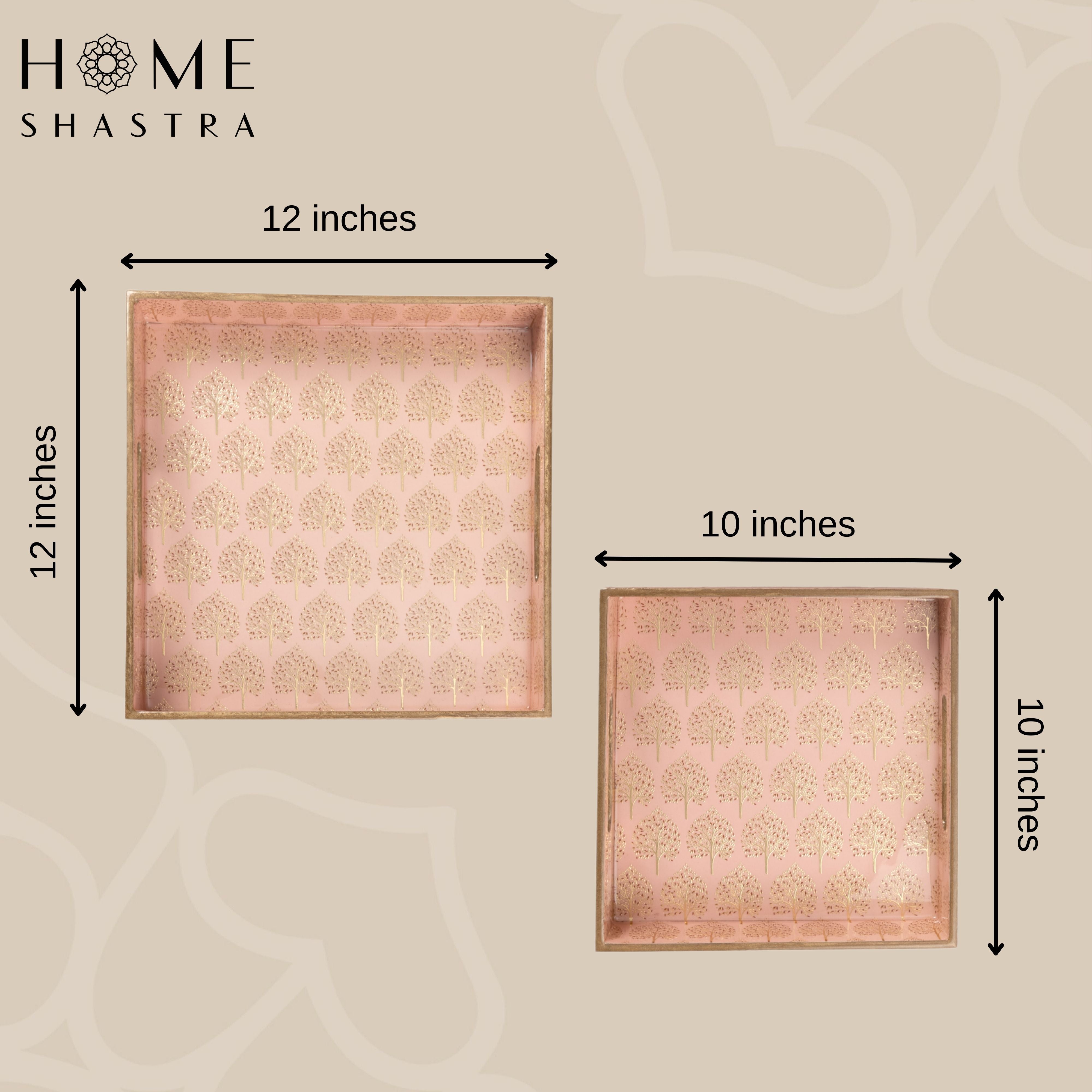 Pink Tree Square Trays Set