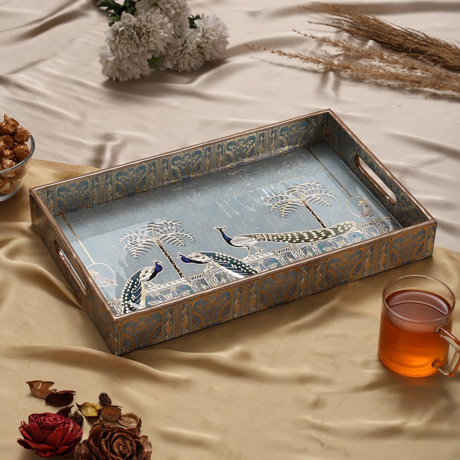 Large Royal Blue Peacock Tray