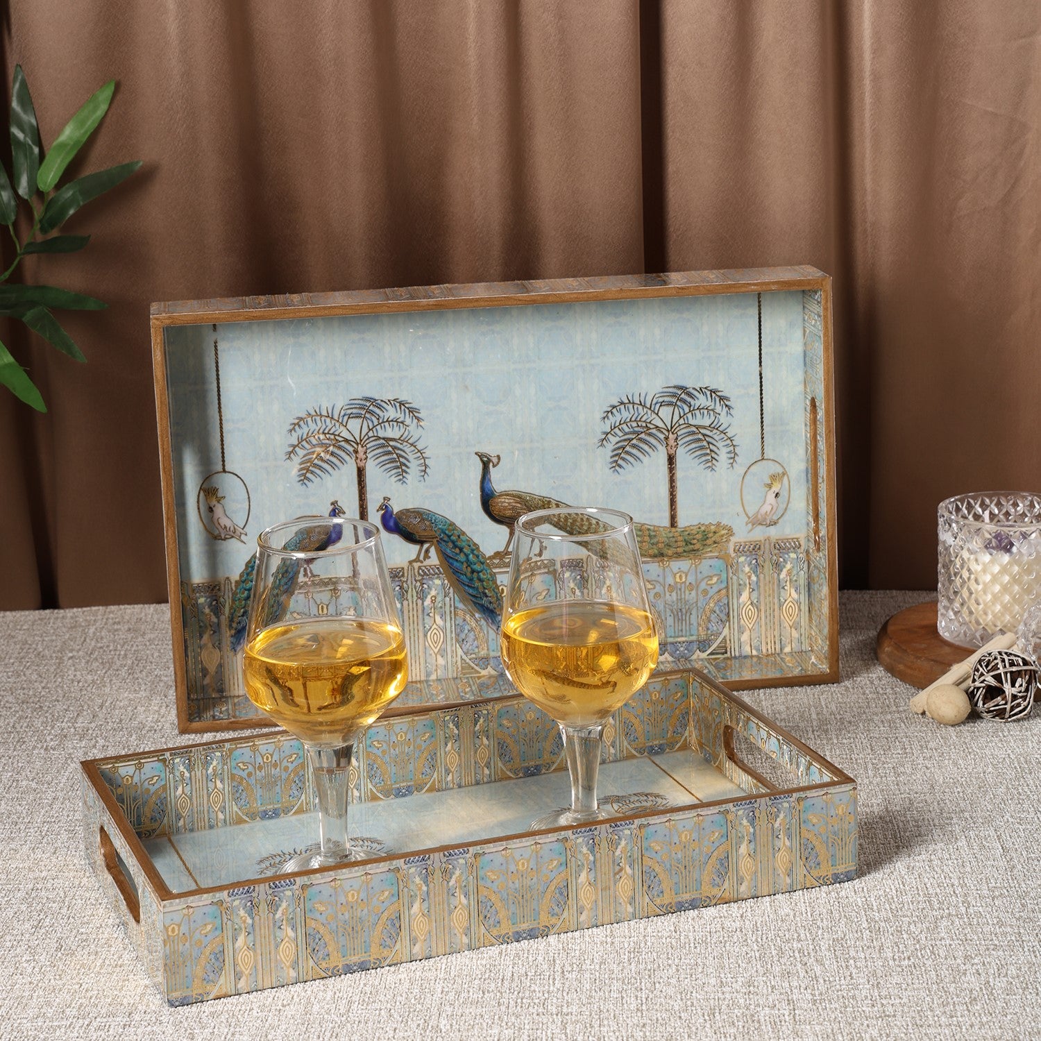 Royal Blue Peacock Tray Large Medium