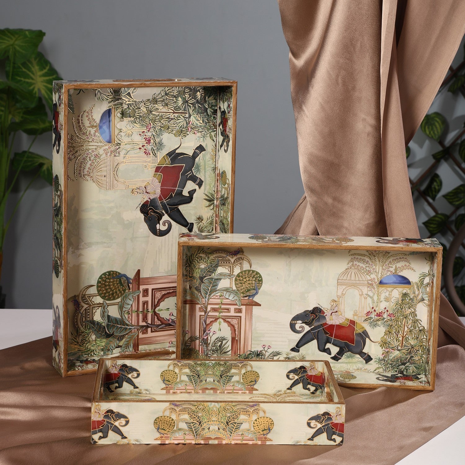 Royal Elephant Tray Set Of 3