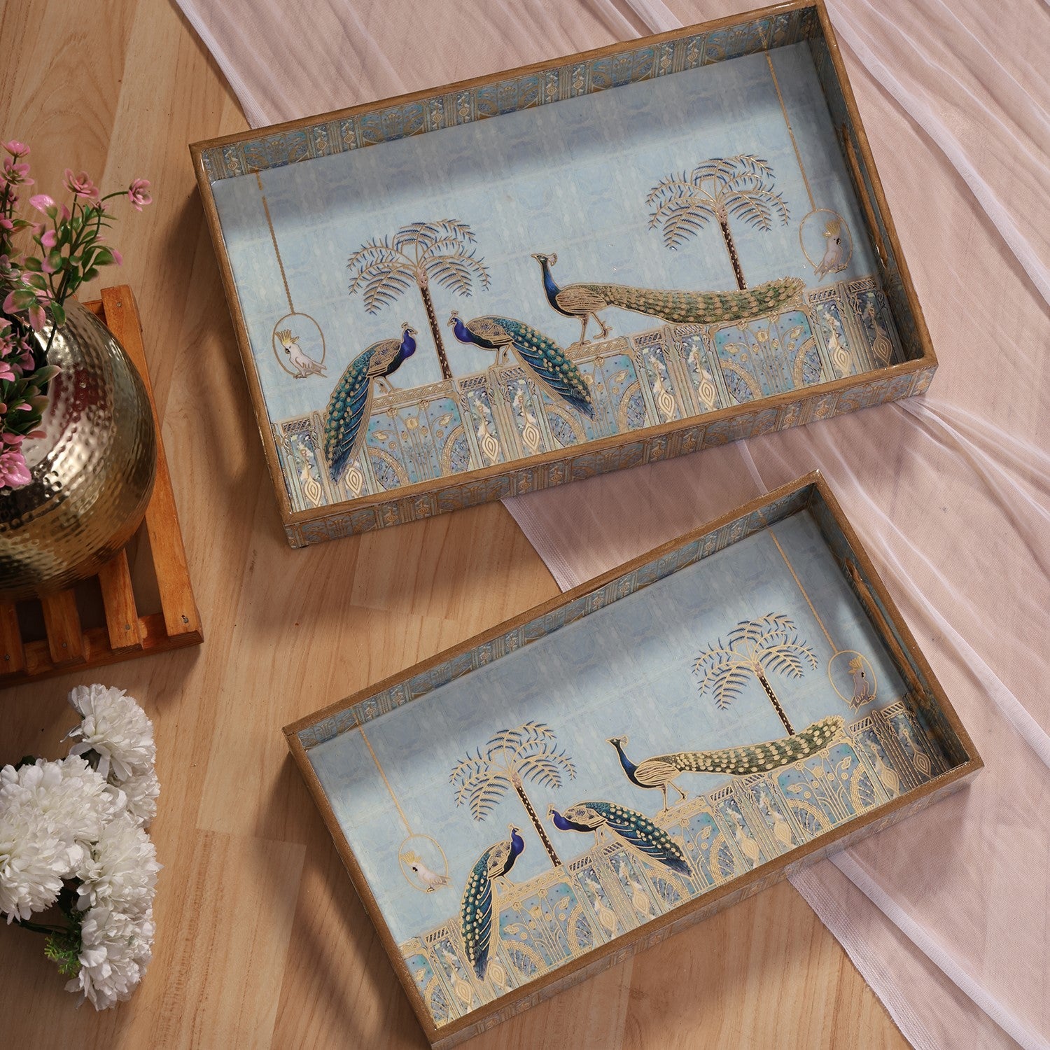 Royal Blue Peacock Tray Large Medium