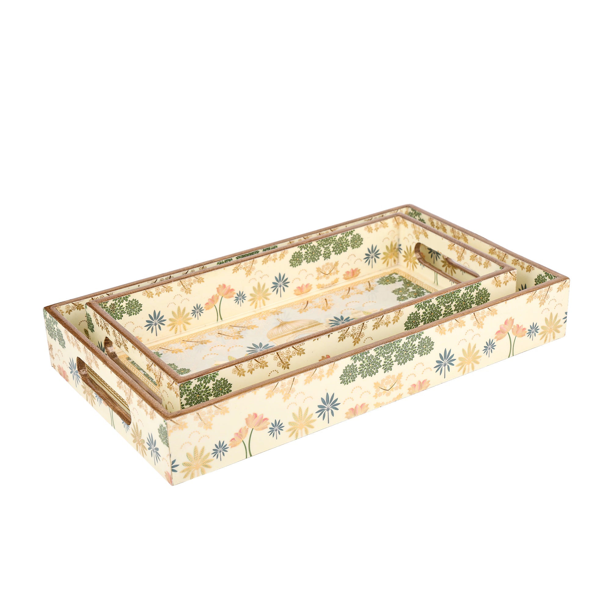 Royal Peacock Tray Set of 2