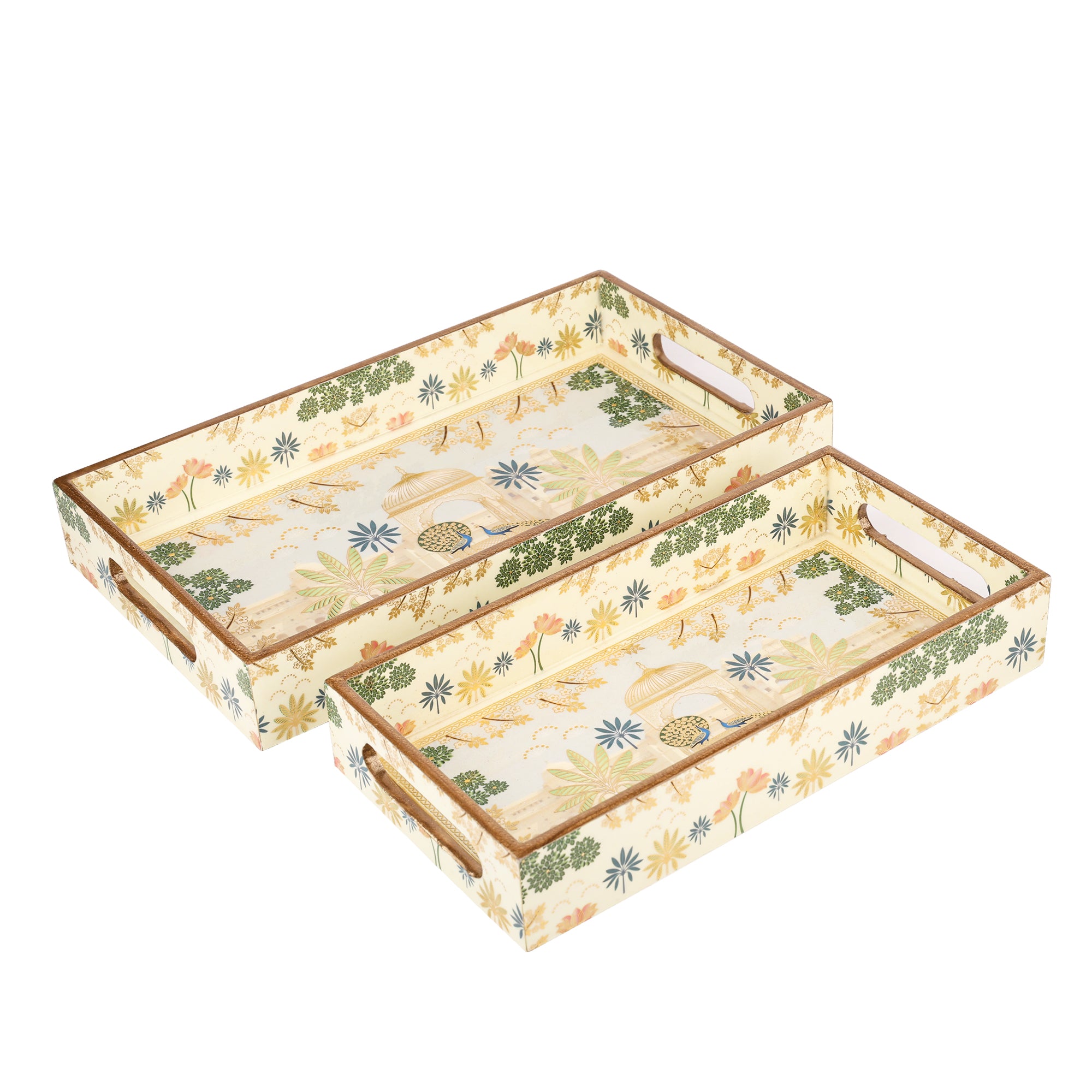 Royal Peacock Tray Set of 2