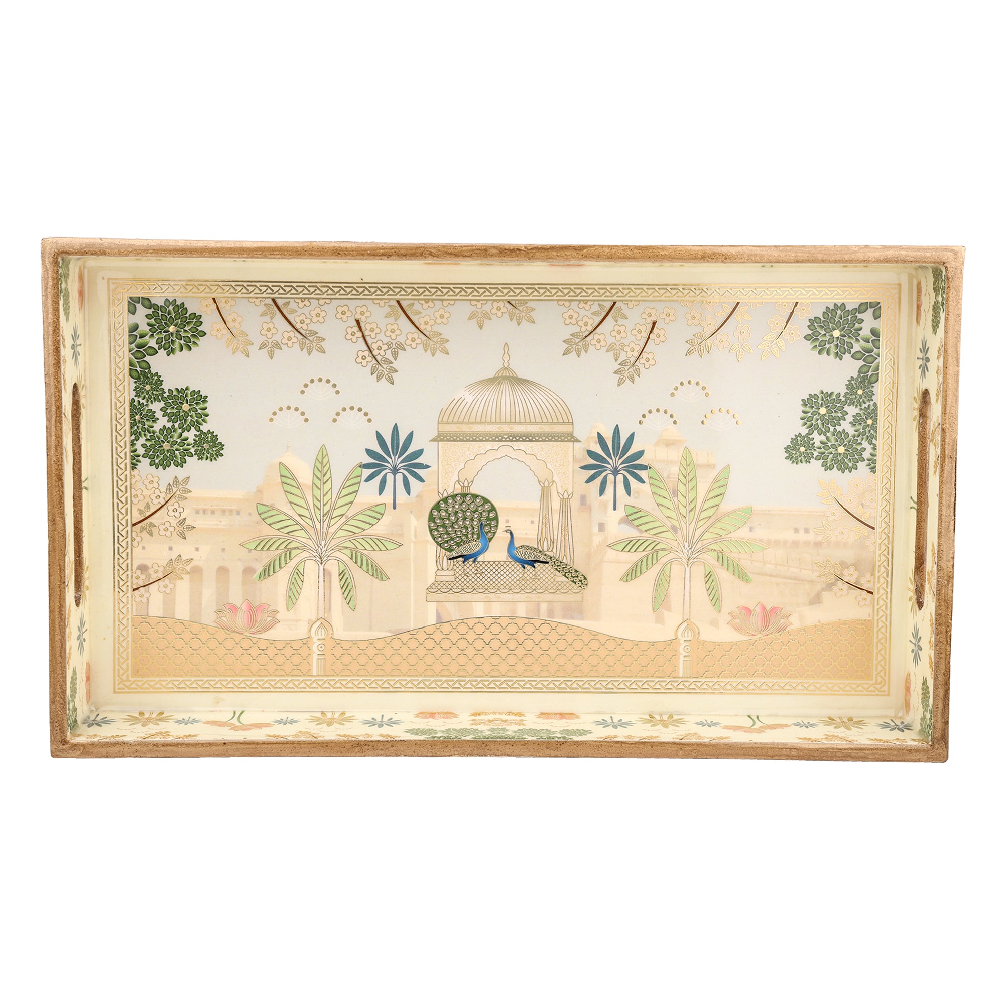 Royal Peacock Tray Set of 2