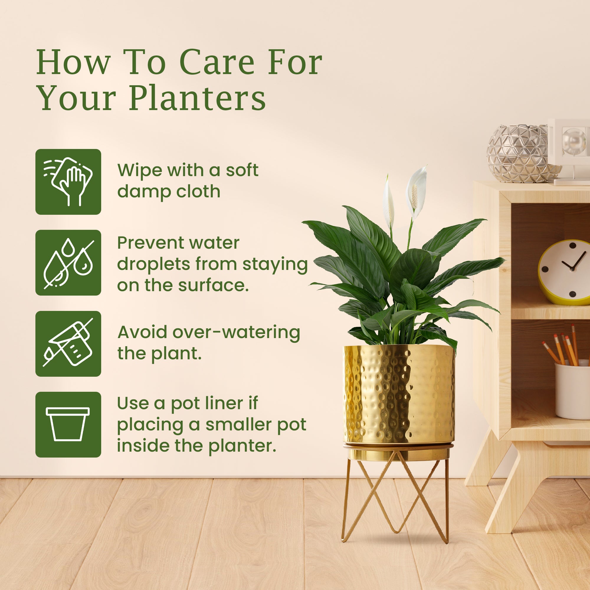 Elle Gold Hammered Planter (Pack Of 1)