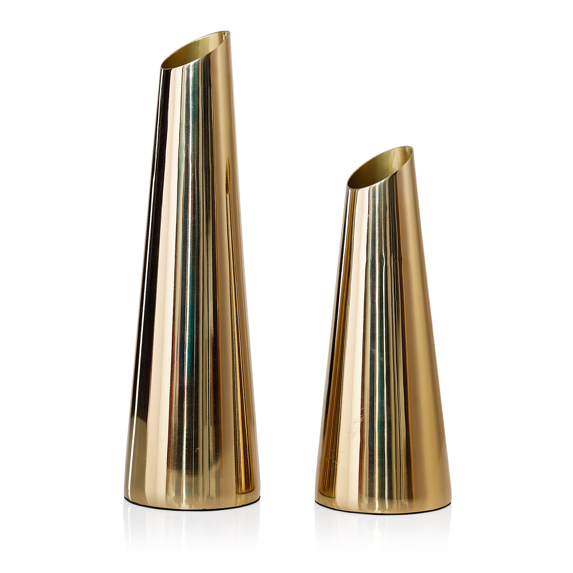 Taper Gold Metal Vase Set of 2