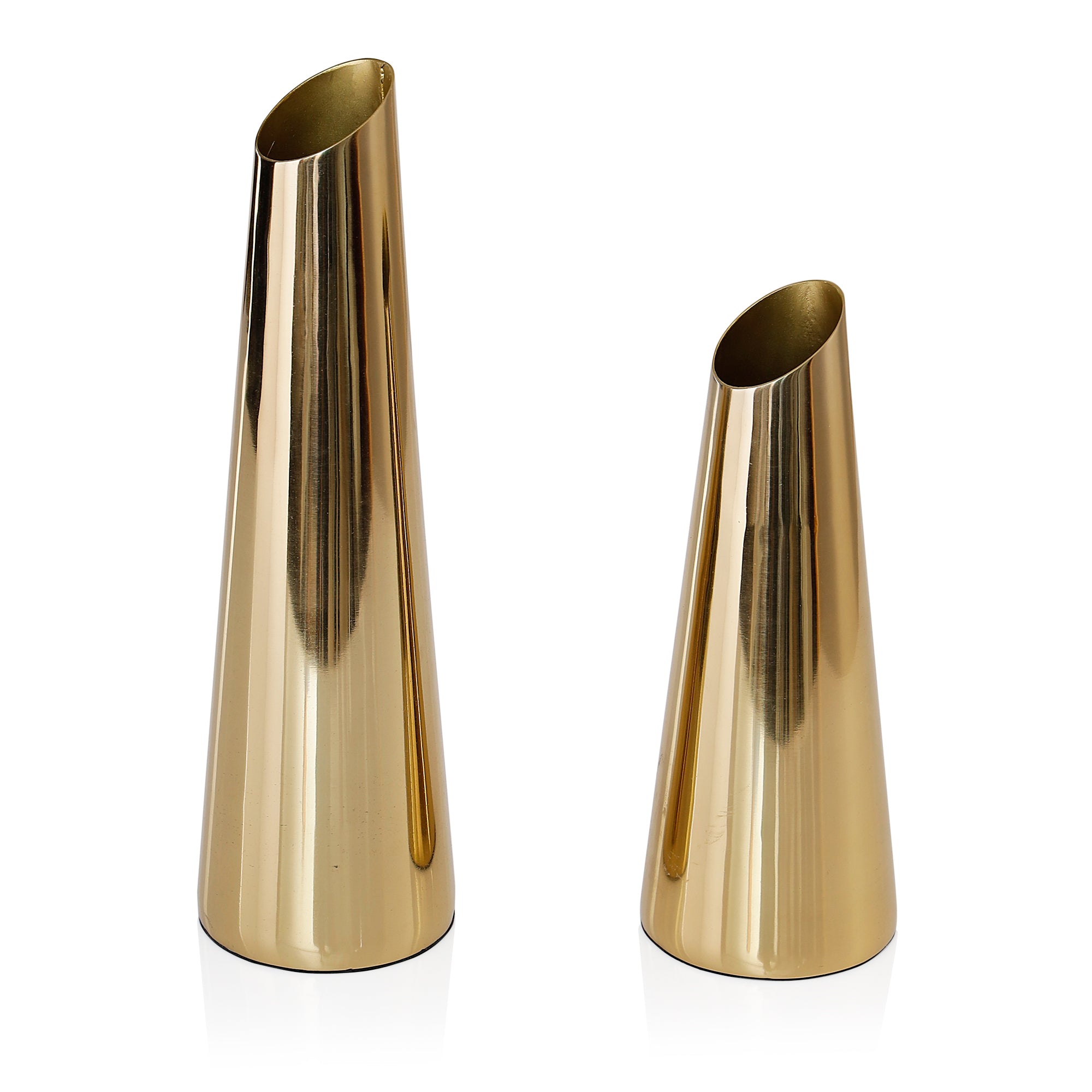 Taper Gold Metal Vase Set of 2