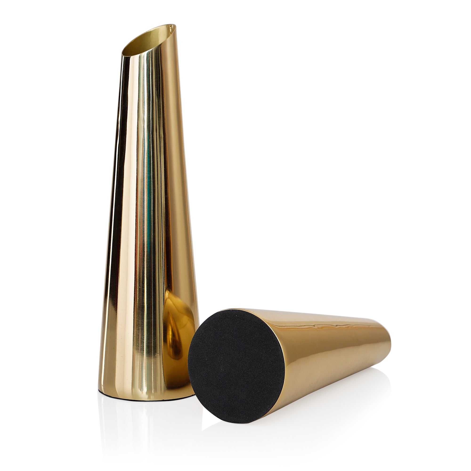 Taper Gold Metal Vase Set of 2