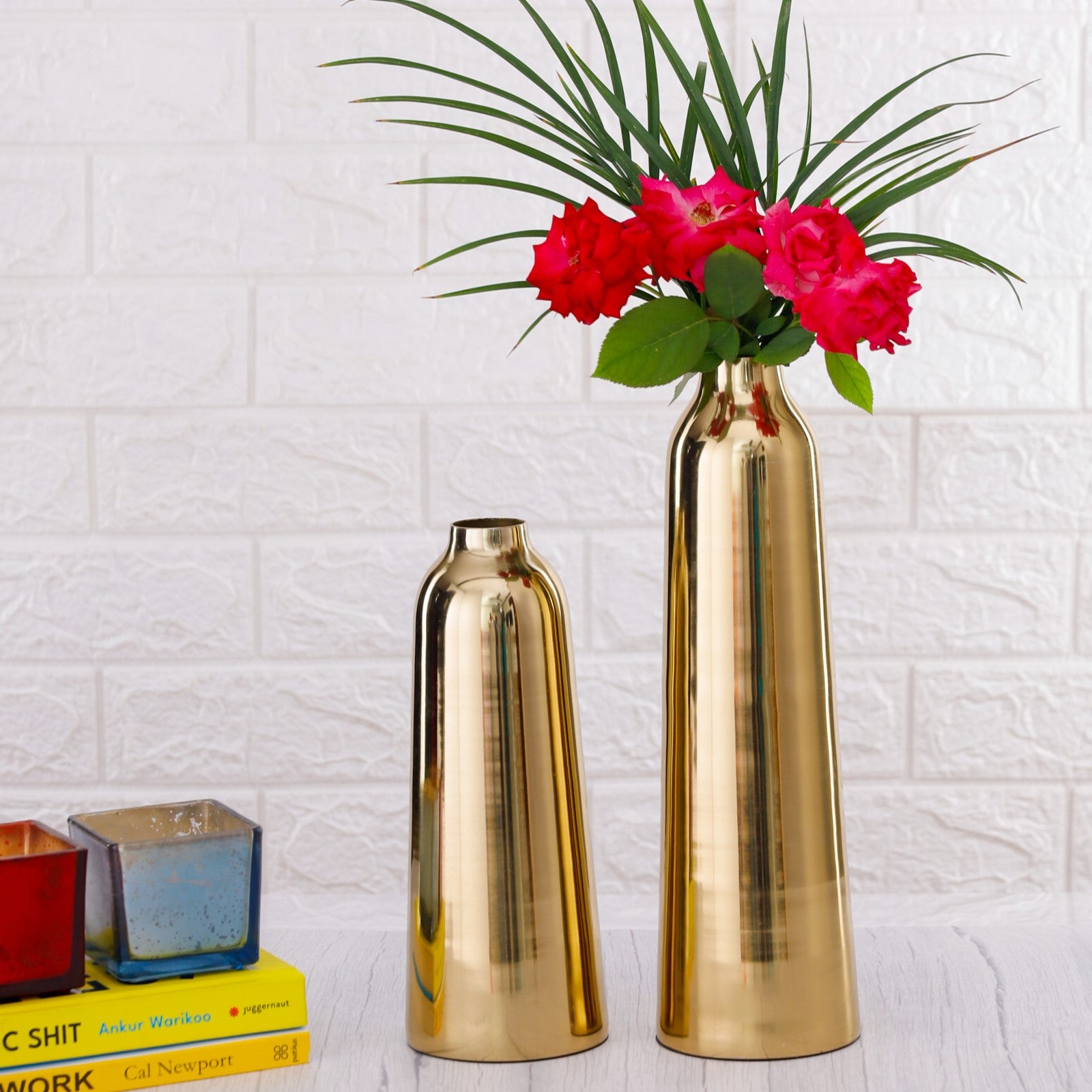 Tall Metal Vase Set of 2