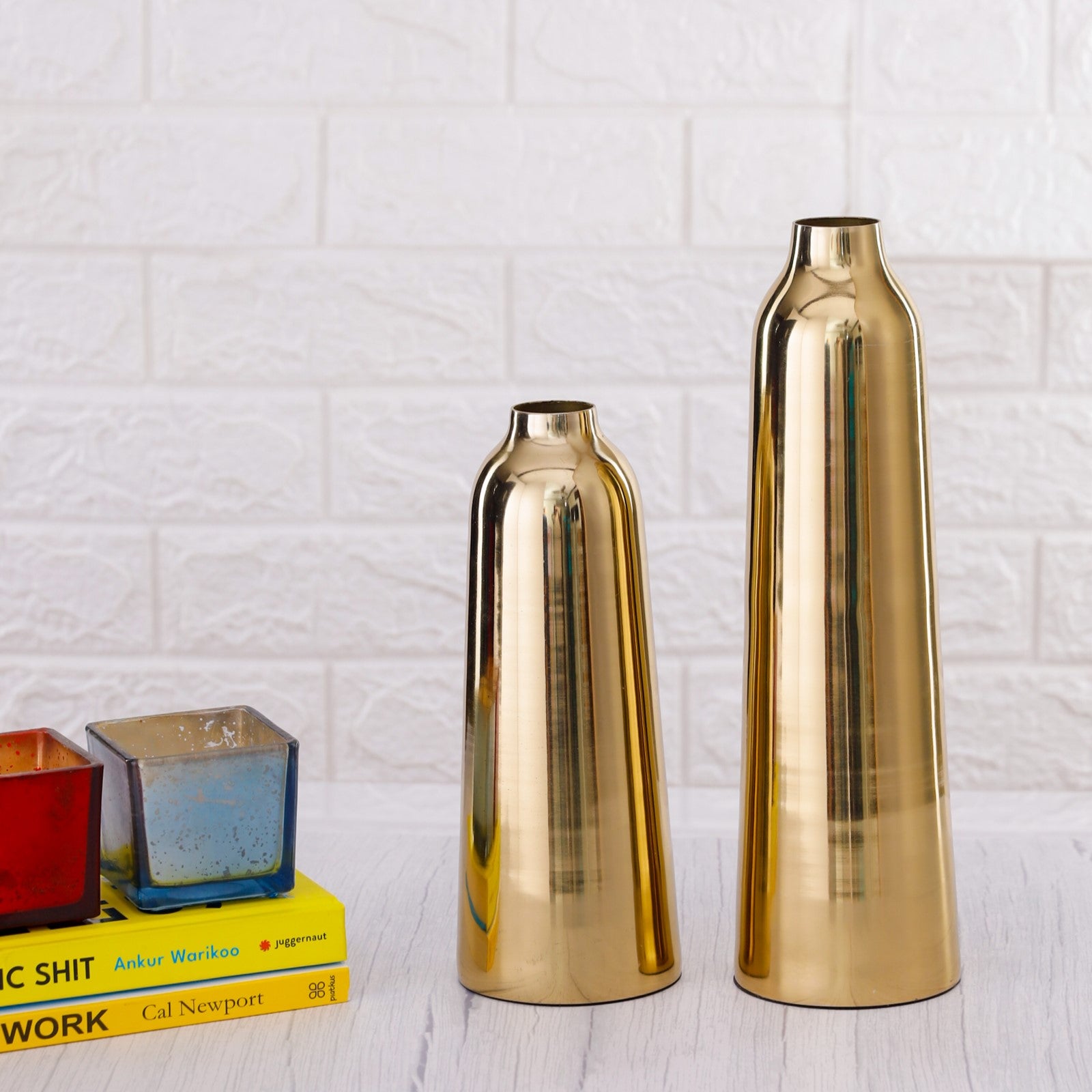 Tall Metal Vase Set of 2