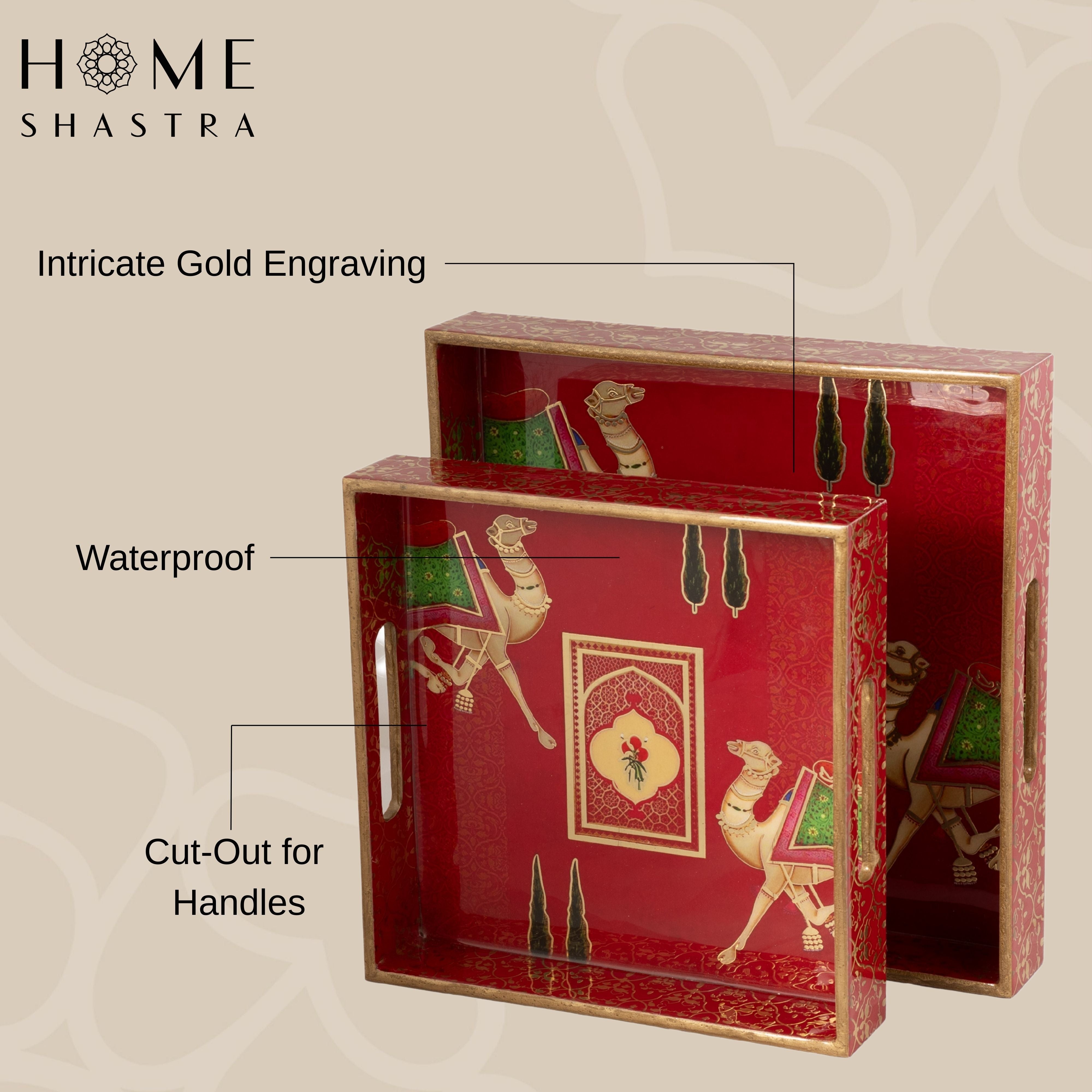 Red Camel Square Trays Set