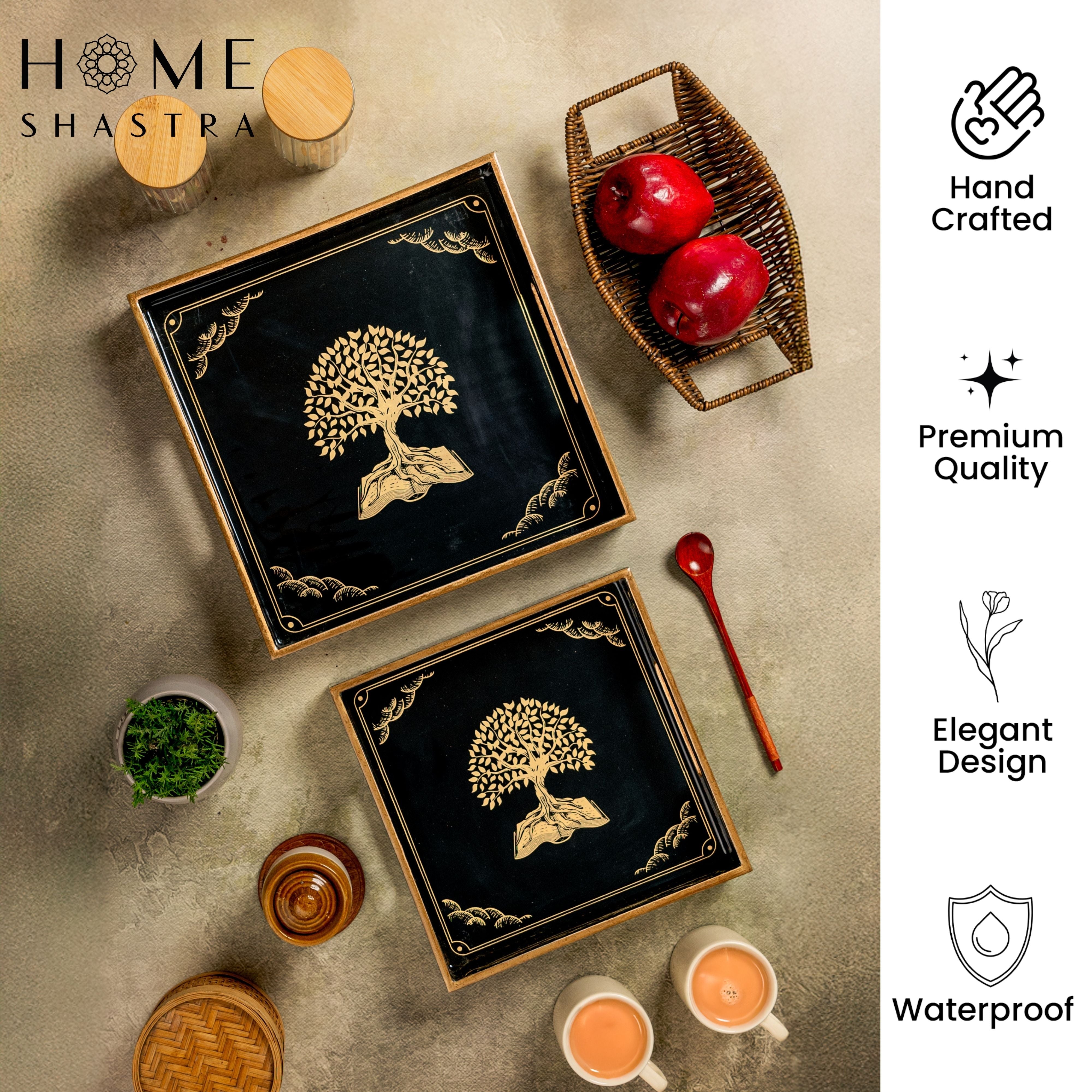 Tree of Life Square Trays Set
