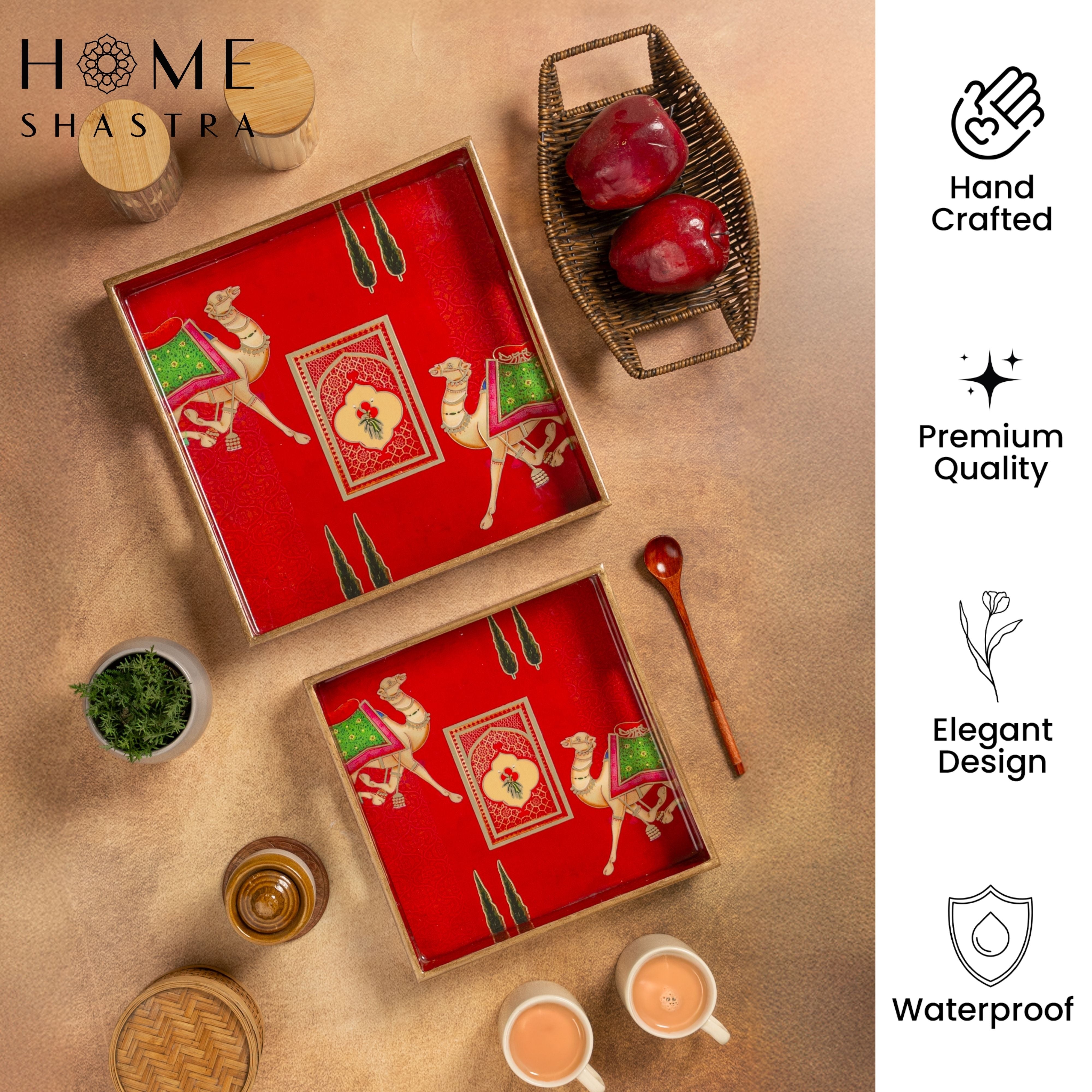 Red Camel Square Trays Set