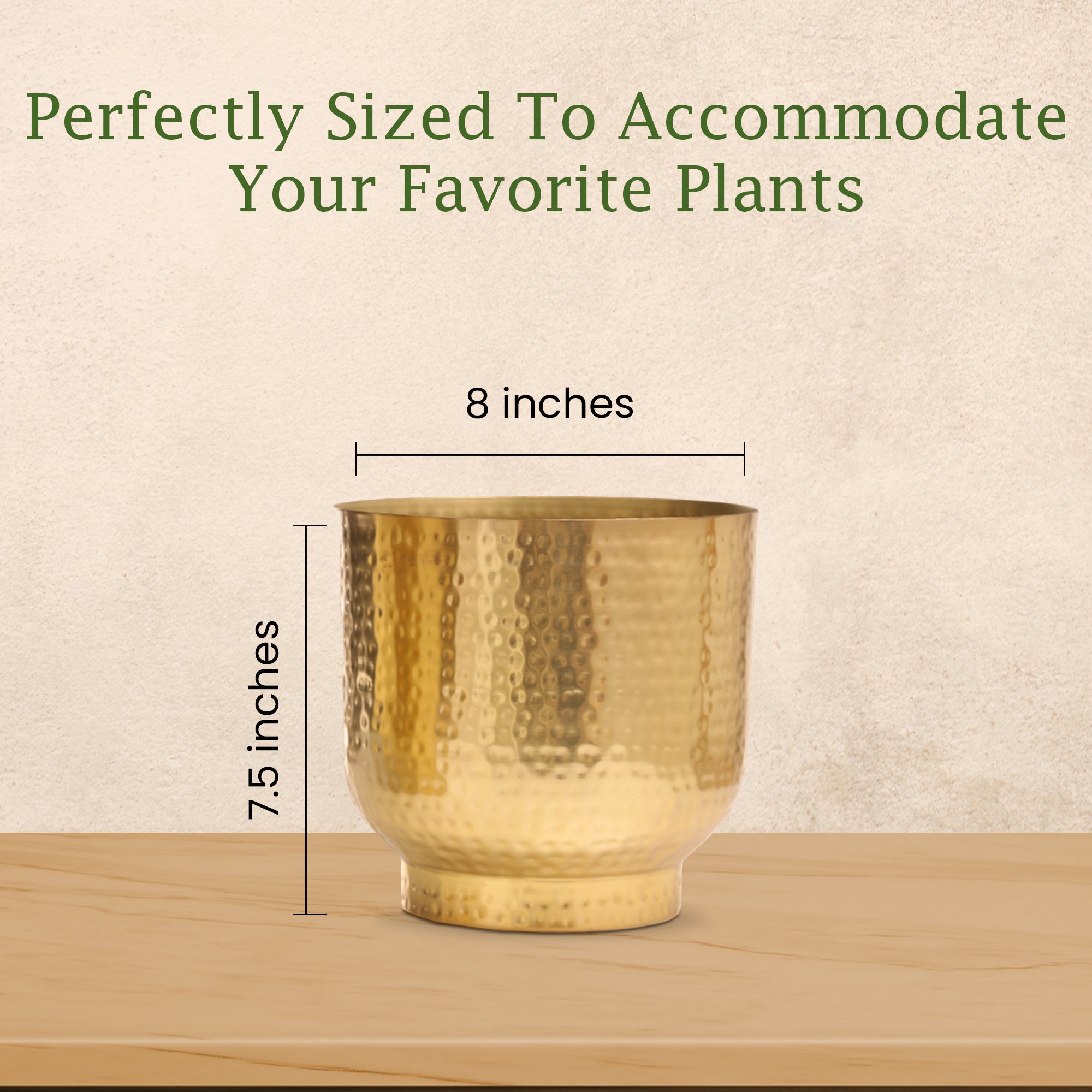 Mist Gold Hammered Planter (Pack Of 1)