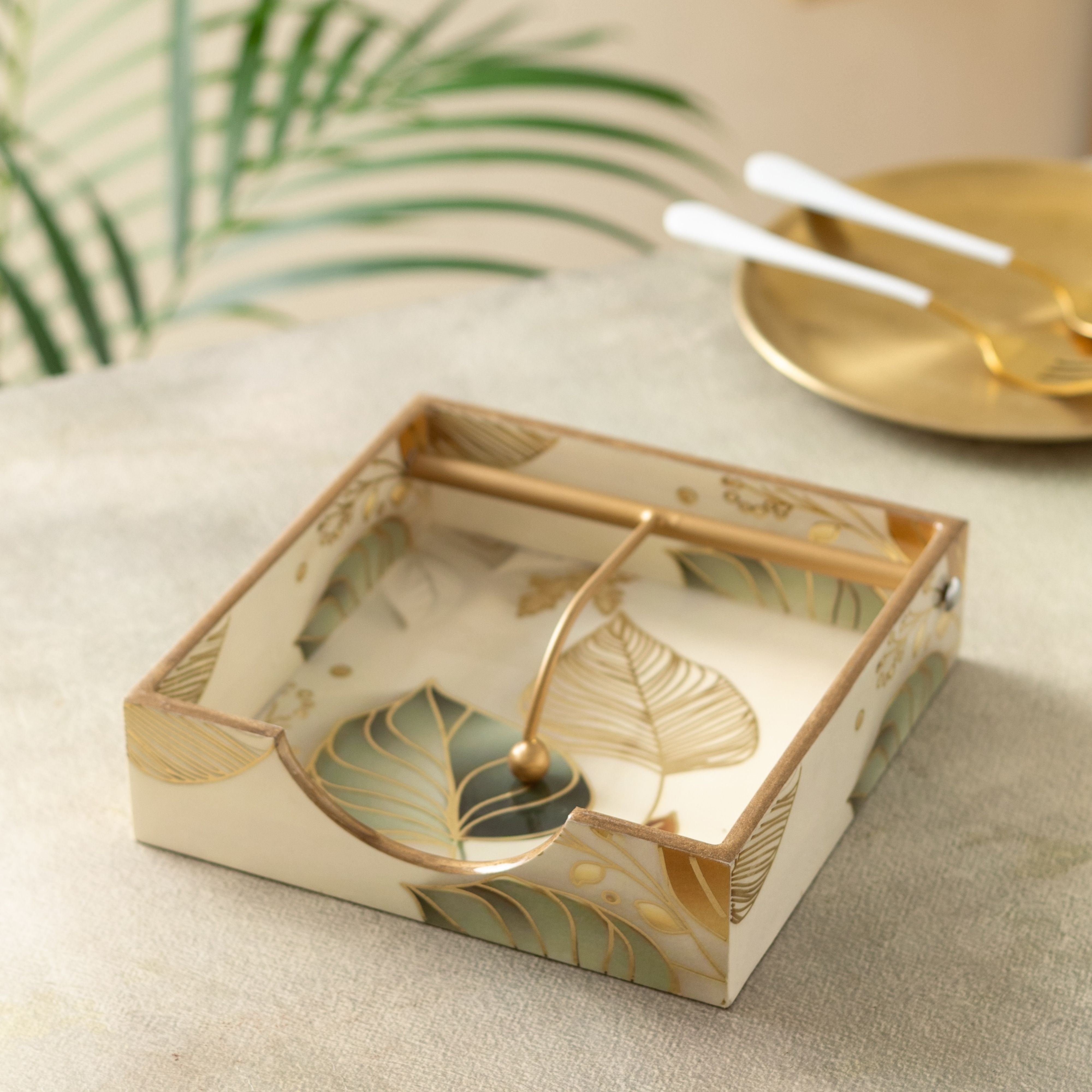 White Leaf Napkin Holder