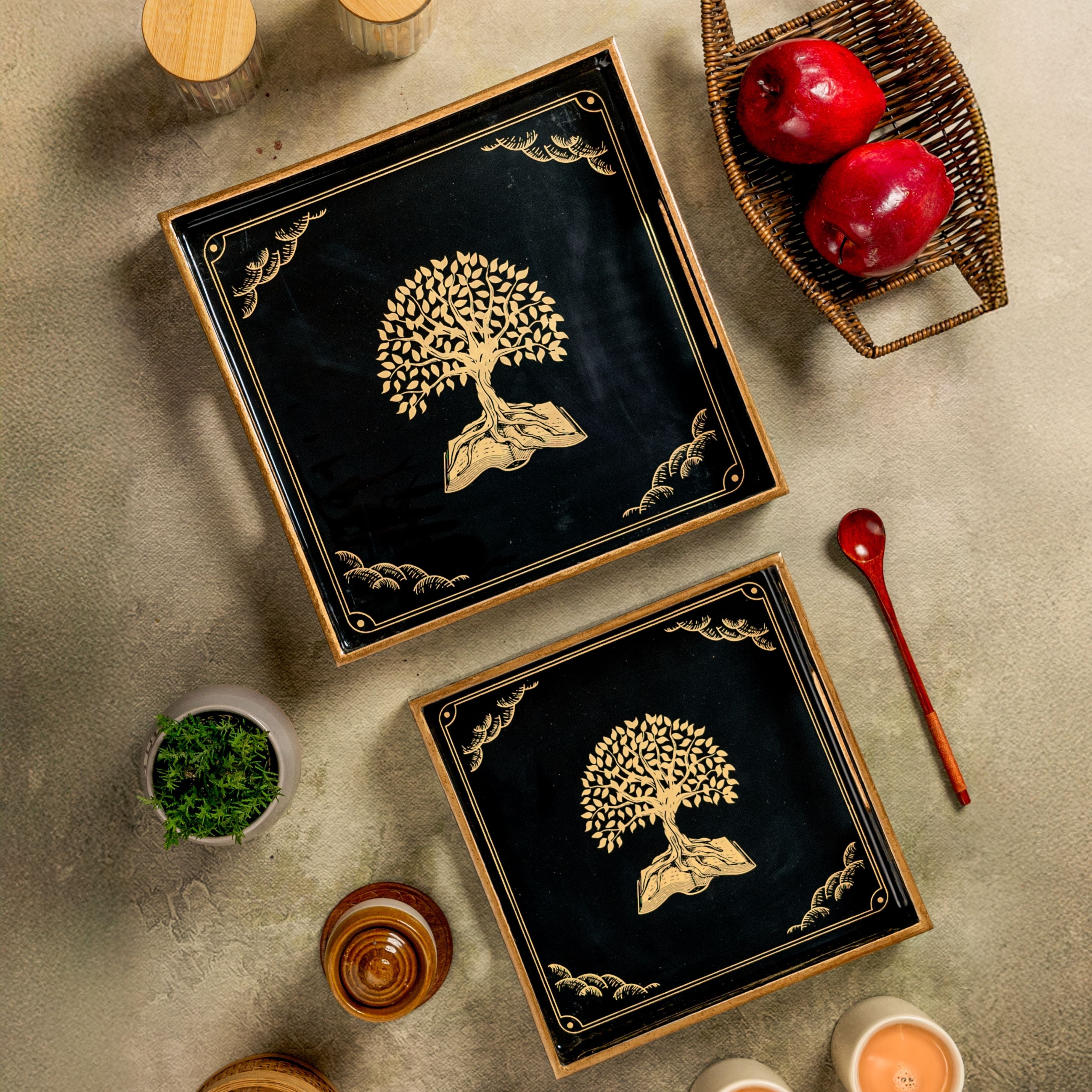 Tree of Life Square Trays Set