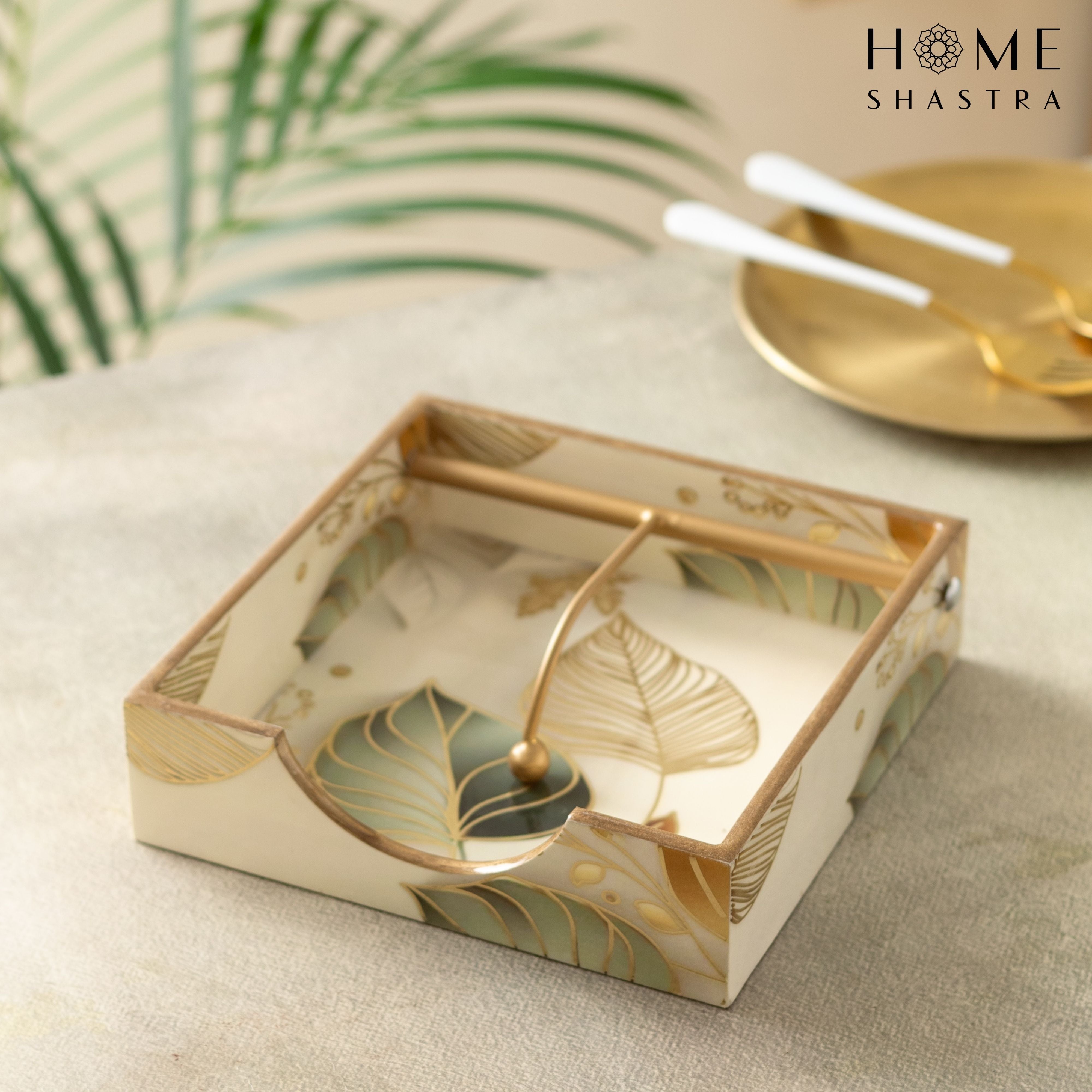 White Leaf Napkin Holder