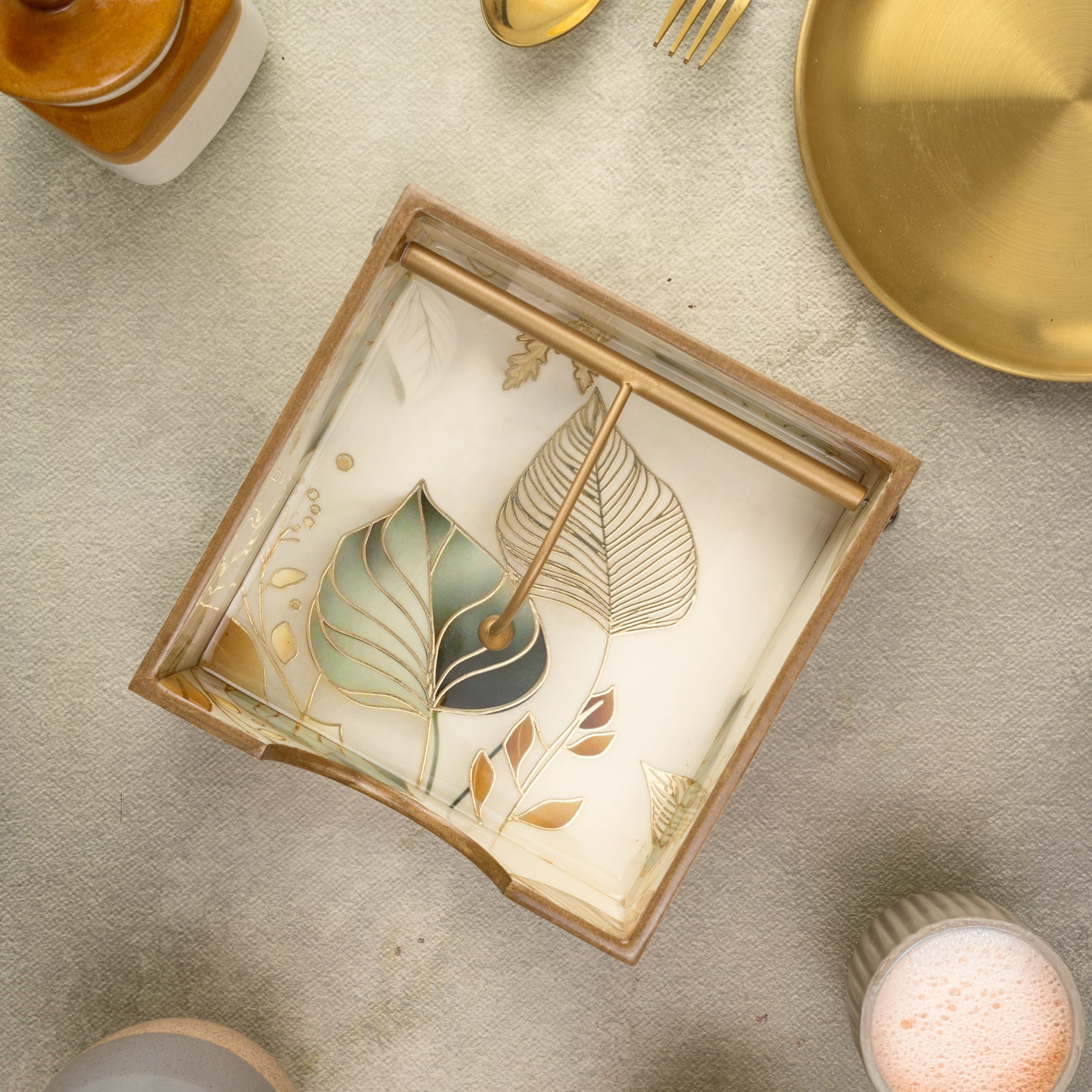 White Leaf Napkin Holder