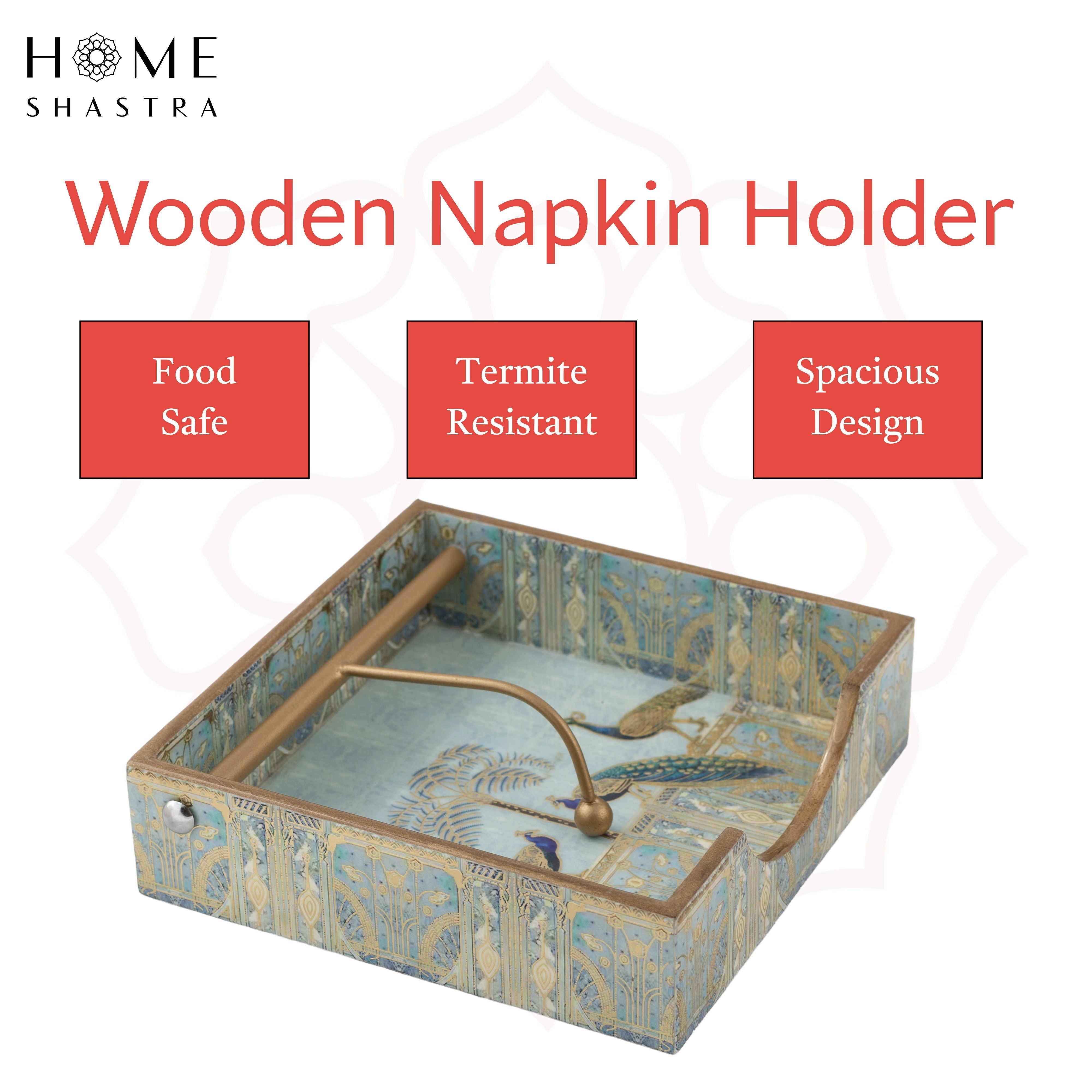 Blue Peacock Napkin Holder