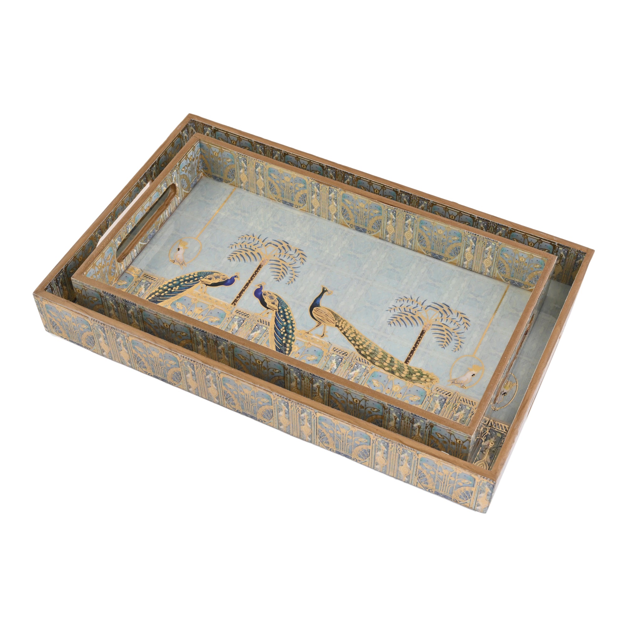 Royal Blue Peacock Tray Large Medium
