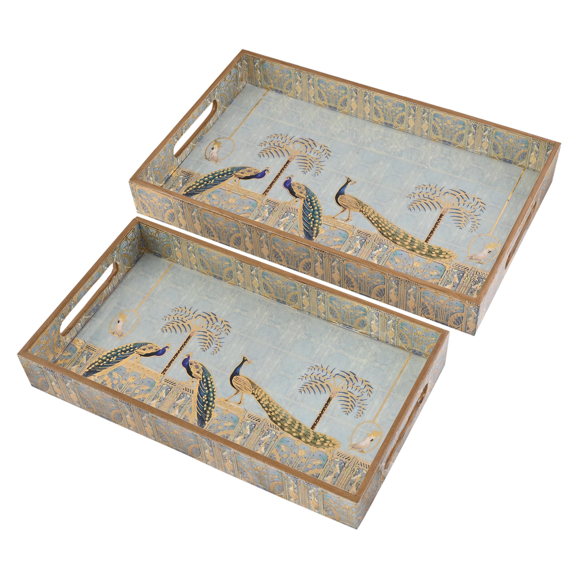 Royal Blue Peacock Tray Large Medium