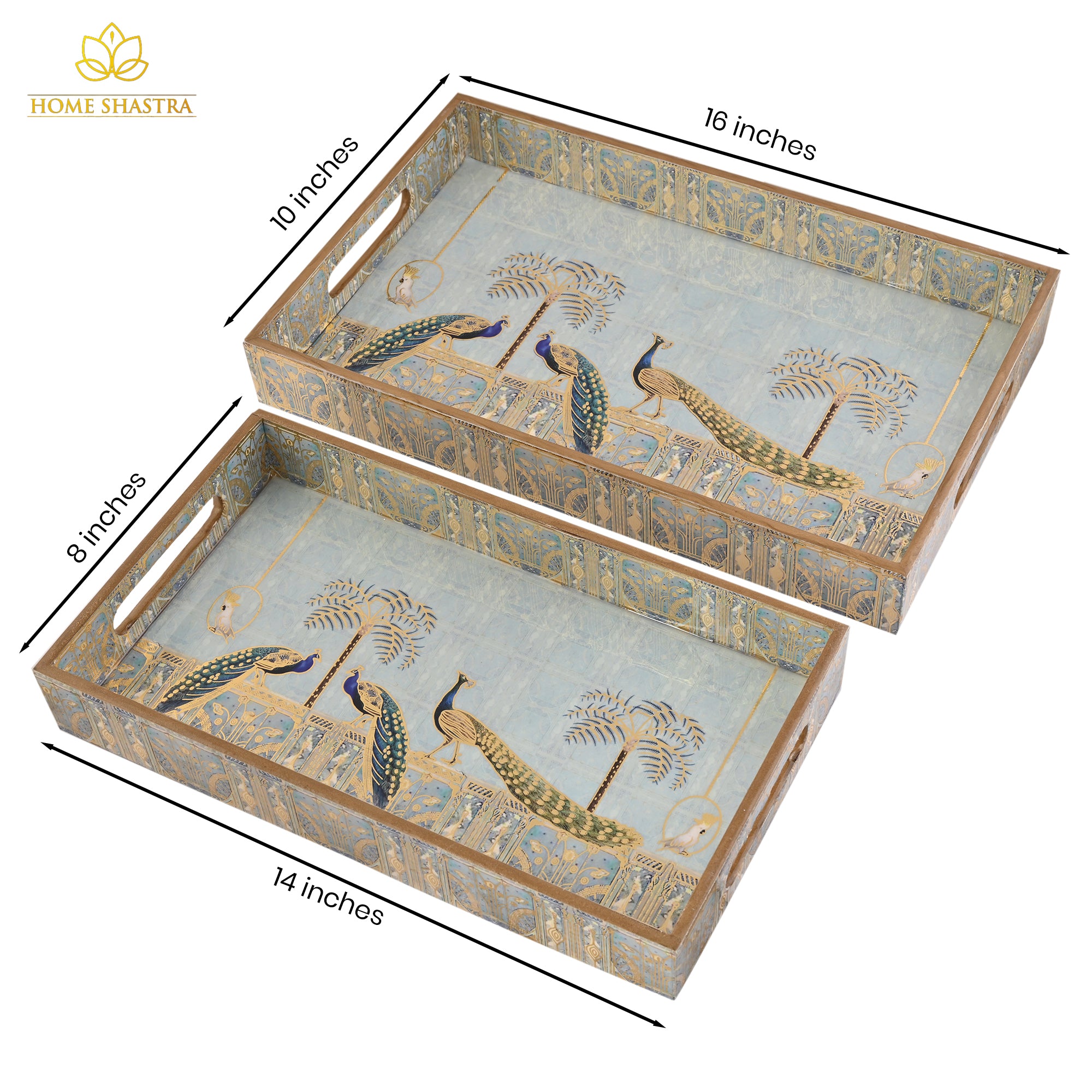 Royal Blue Peacock Tray Large Medium