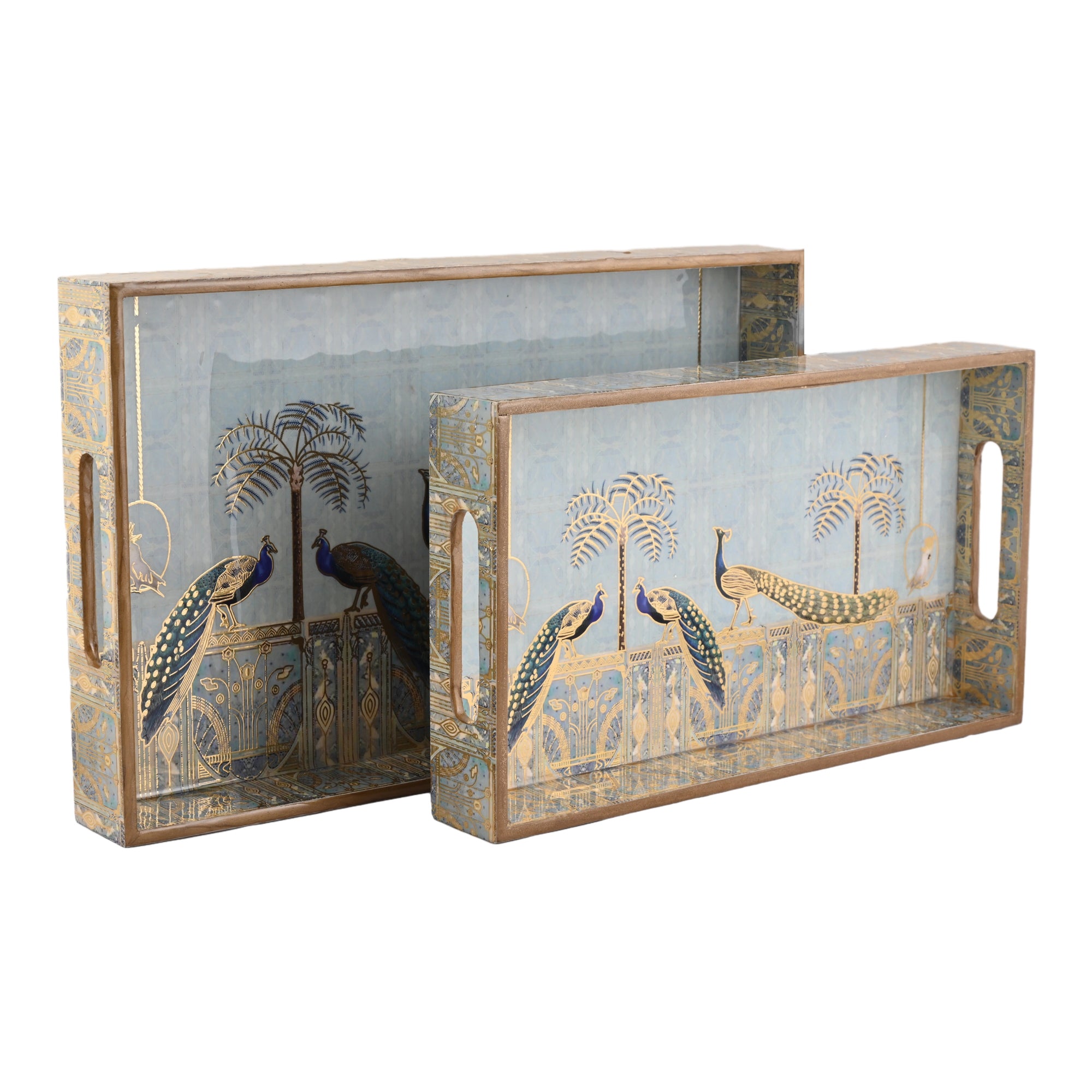 Royal Blue Peacock Tray Large Medium