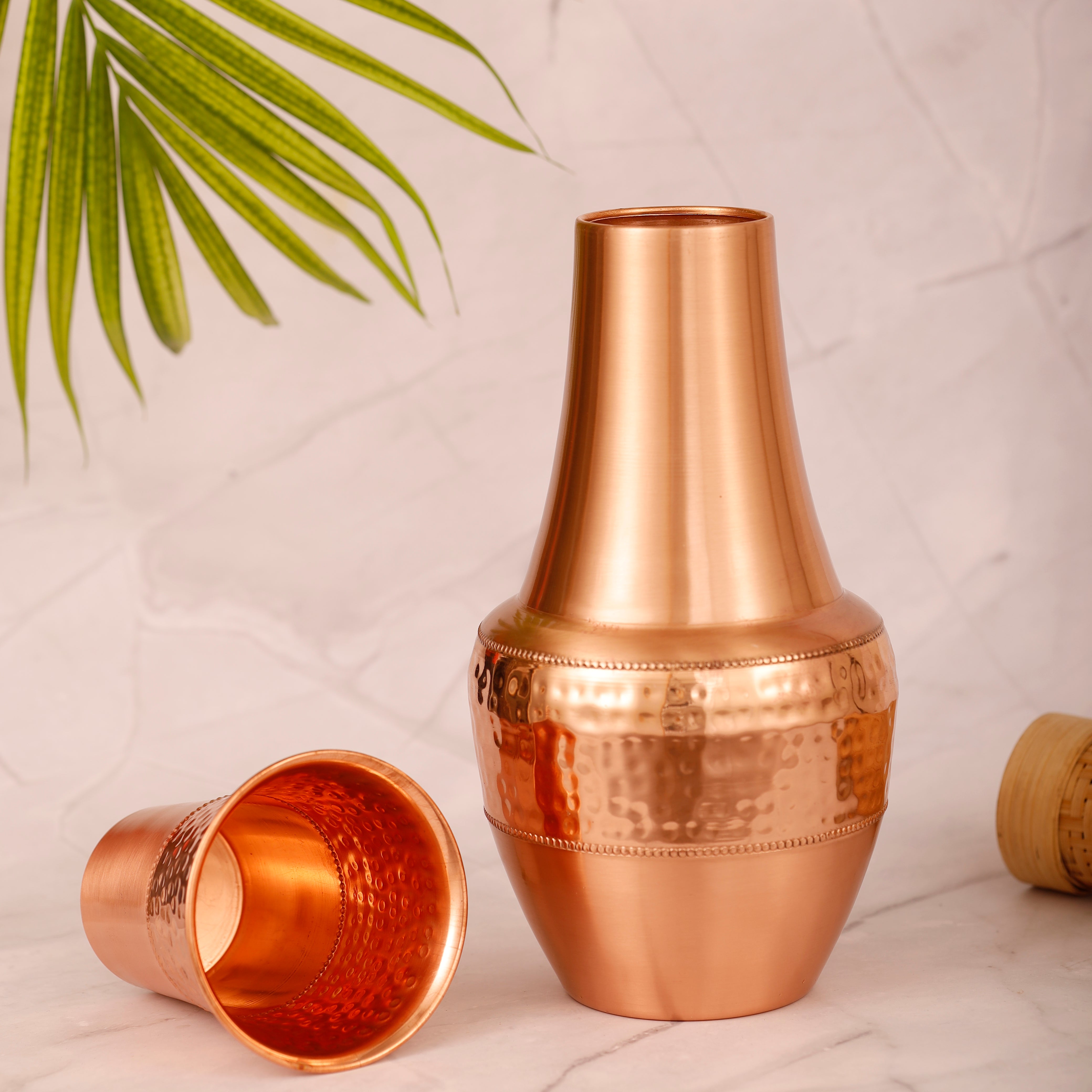 Copper Surahi With Glass