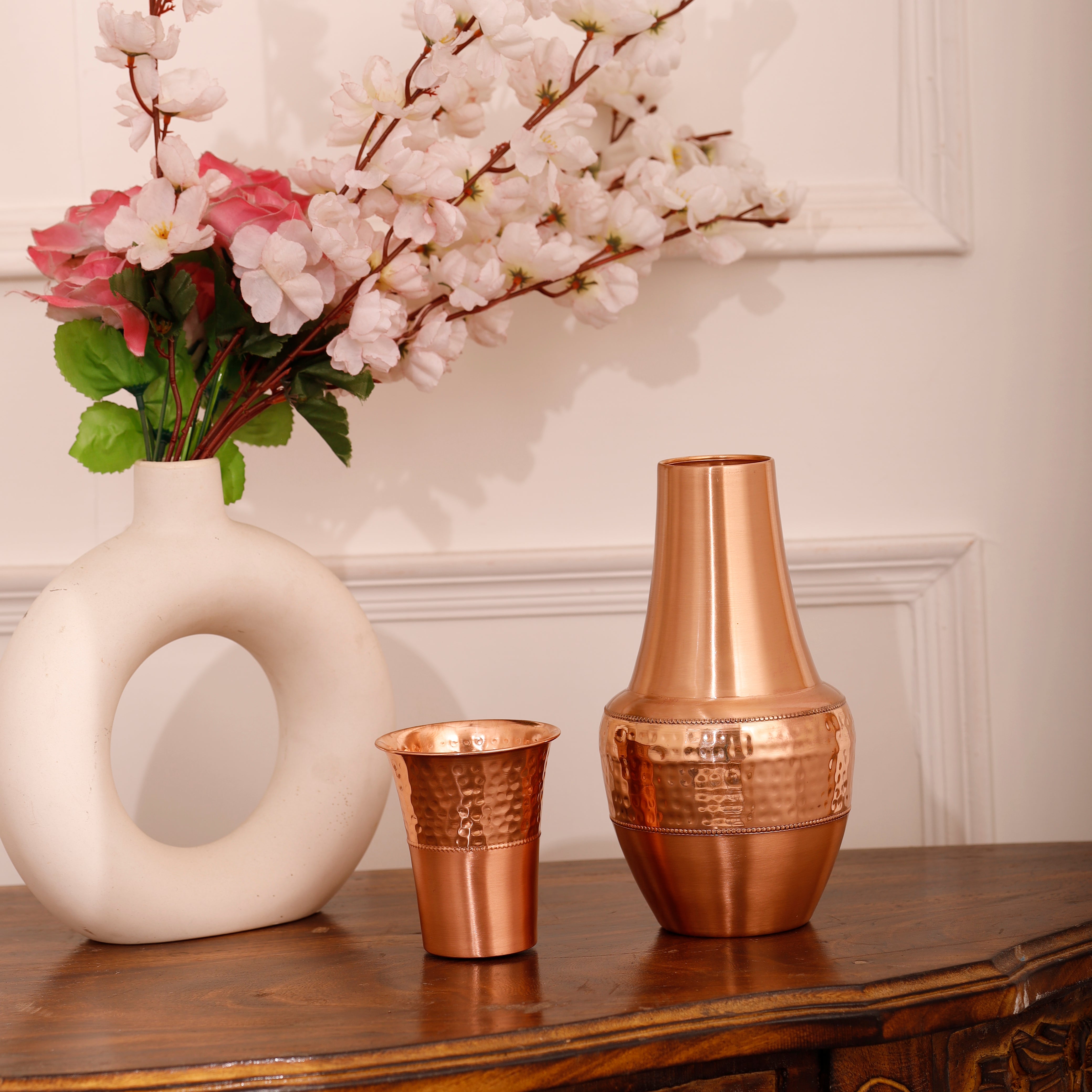 Copper Surahi With Glass