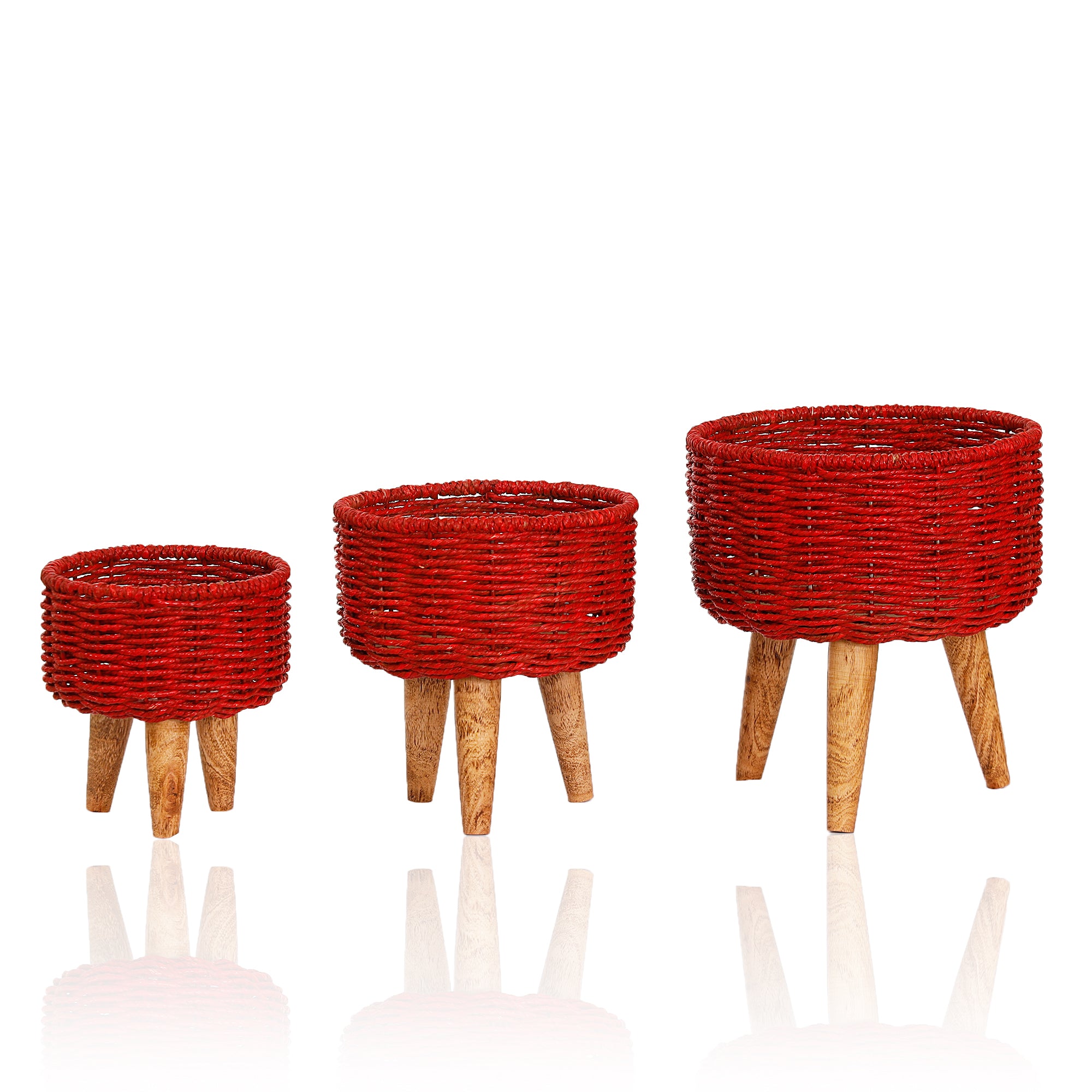 Hearth Jute Planter (Set of 3) (Red)