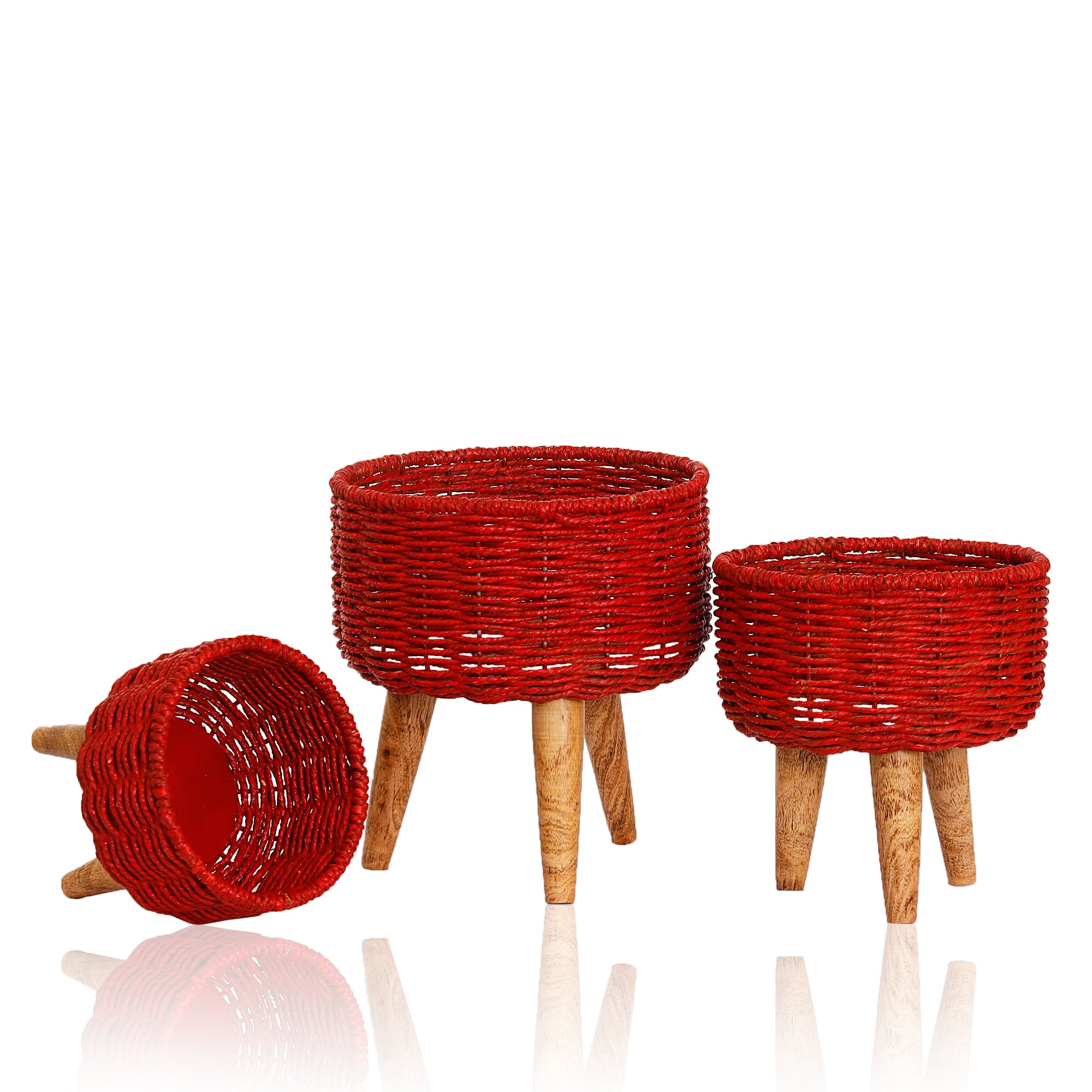 Hearth Jute Planter (Set of 3) (Red)