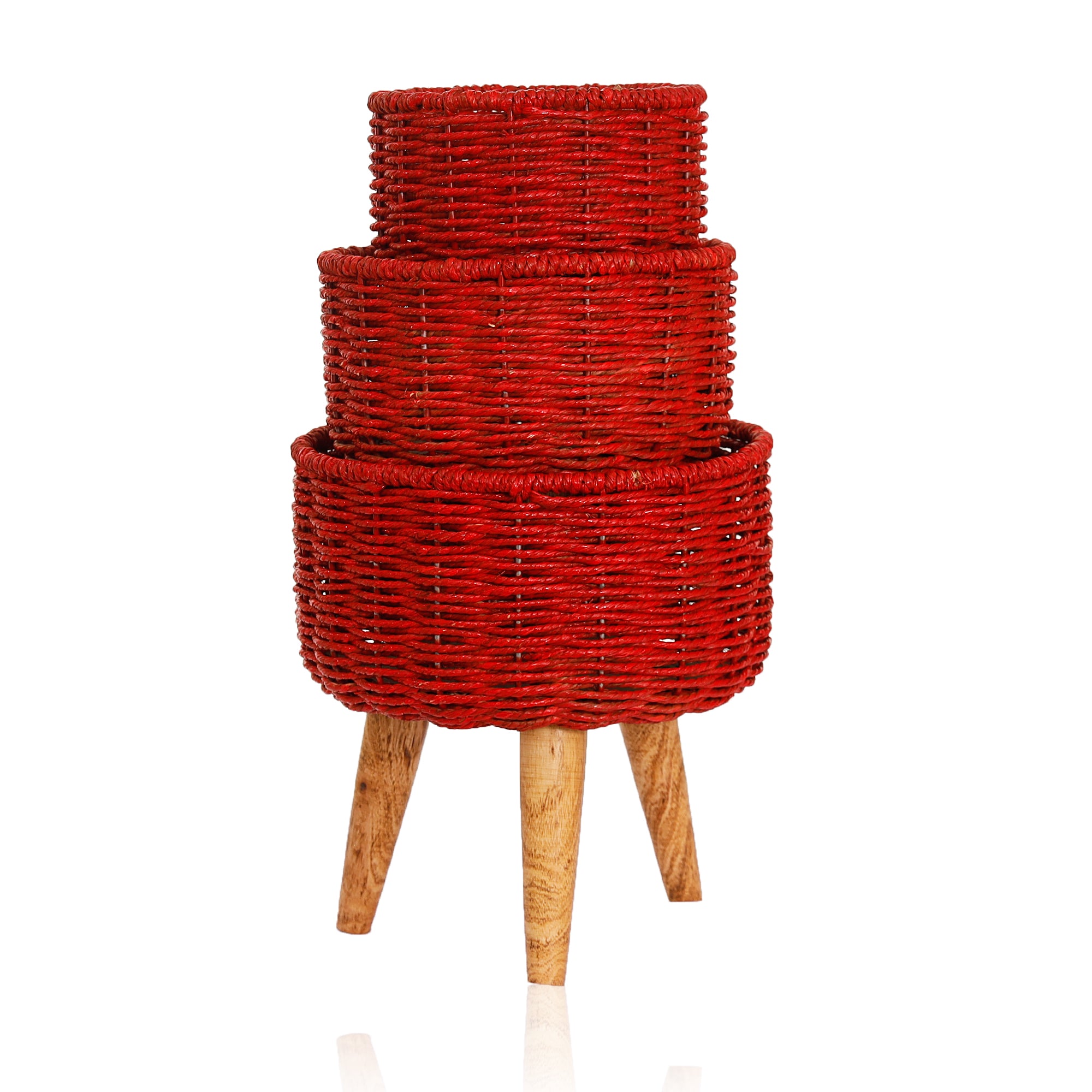 Hearth Jute Planter (Set of 3) (Red)