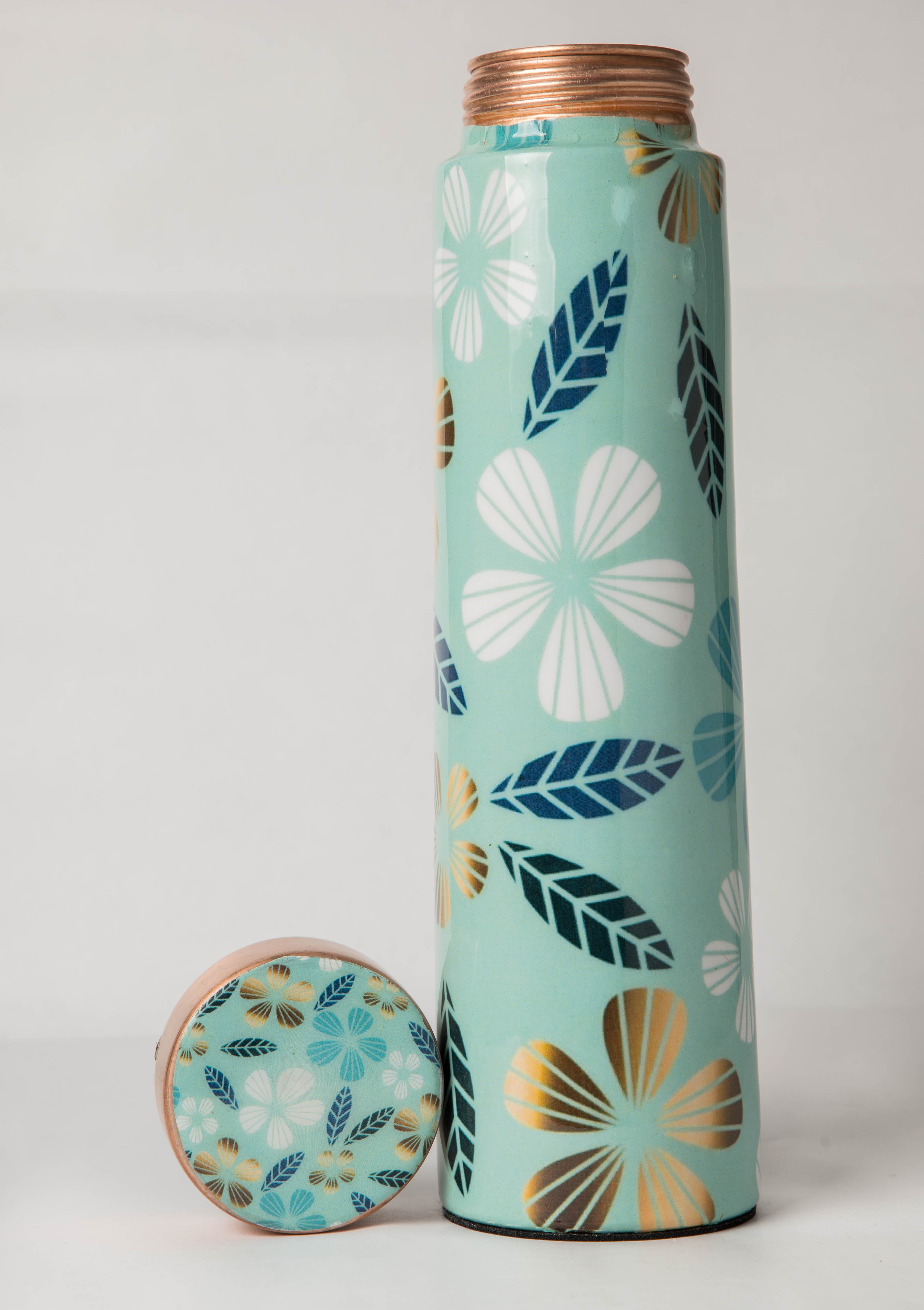 Golden Flower Copper Bottle