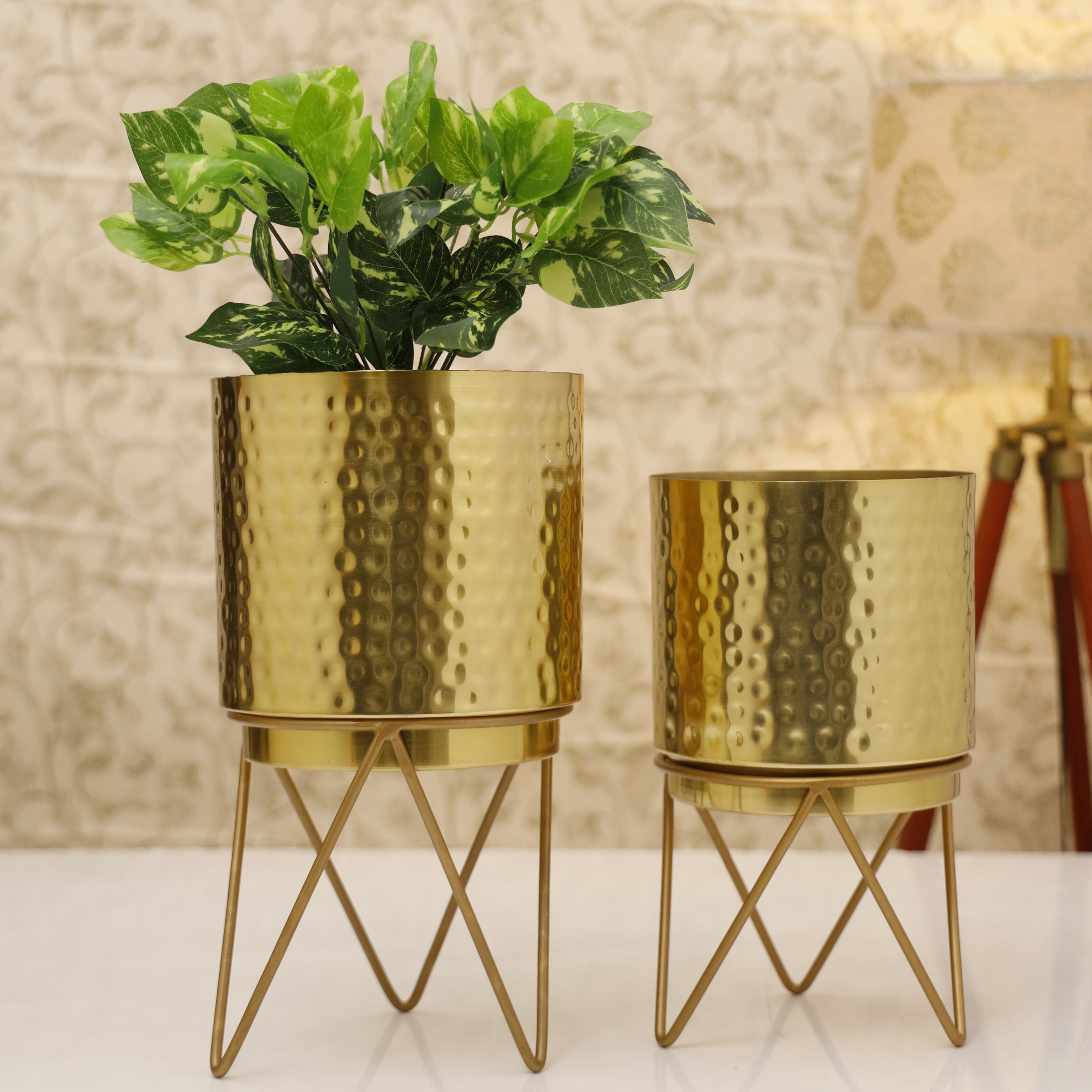 Elle Gold Hammered Set  Planter  (Pack of 2)