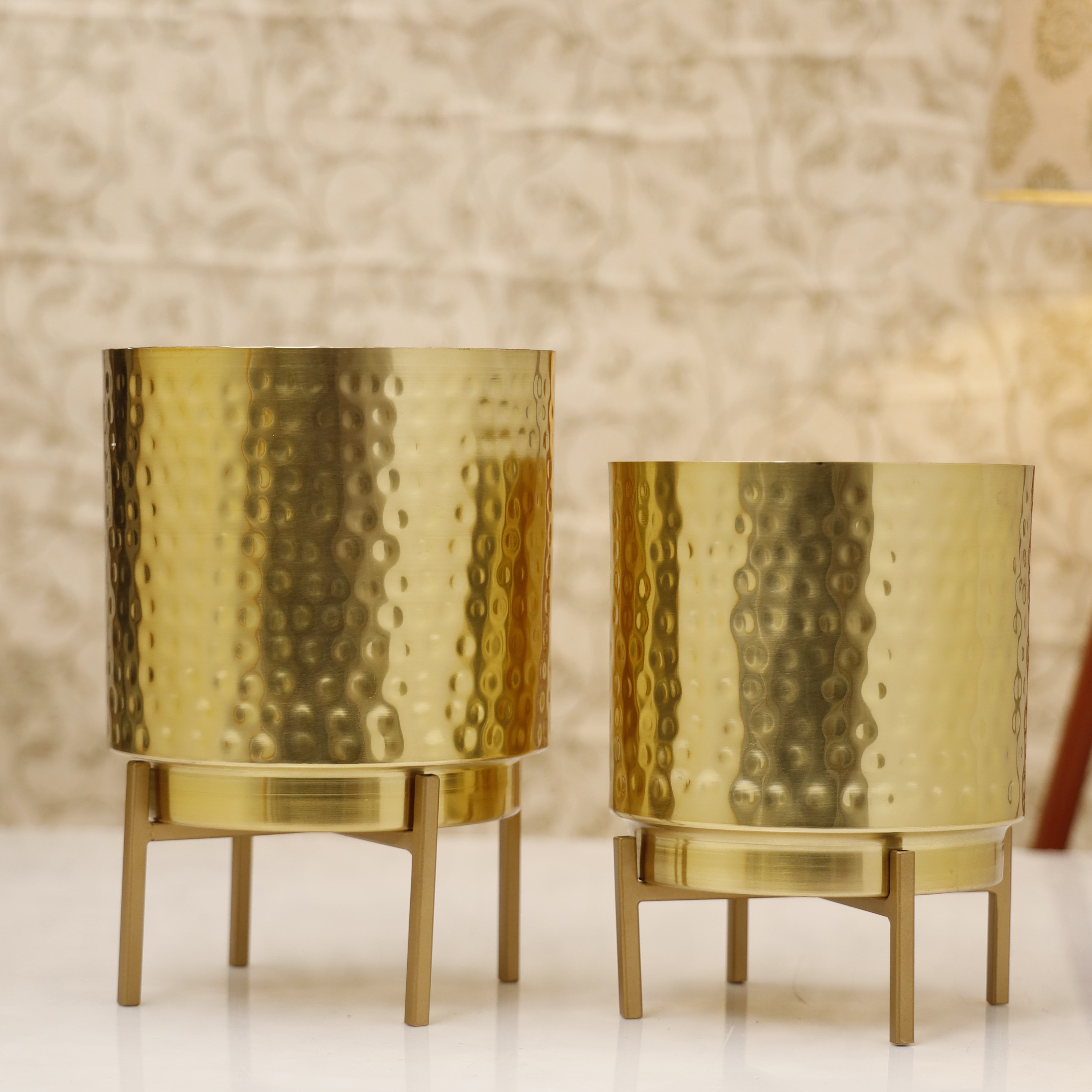 Ember Gold Hammered  Planter (Pack of 2)