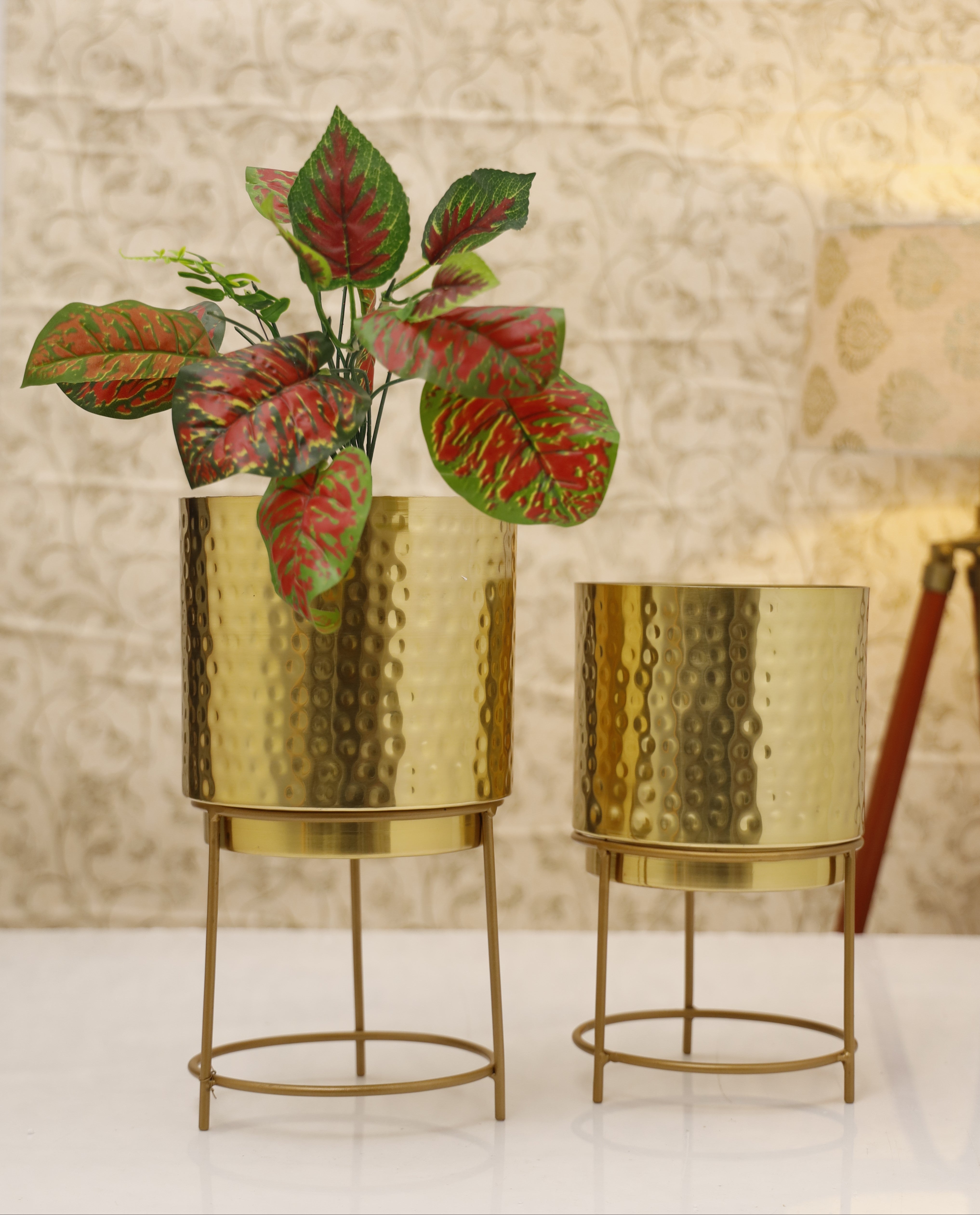 Raagi Gold Hammered Planters (set of 2)