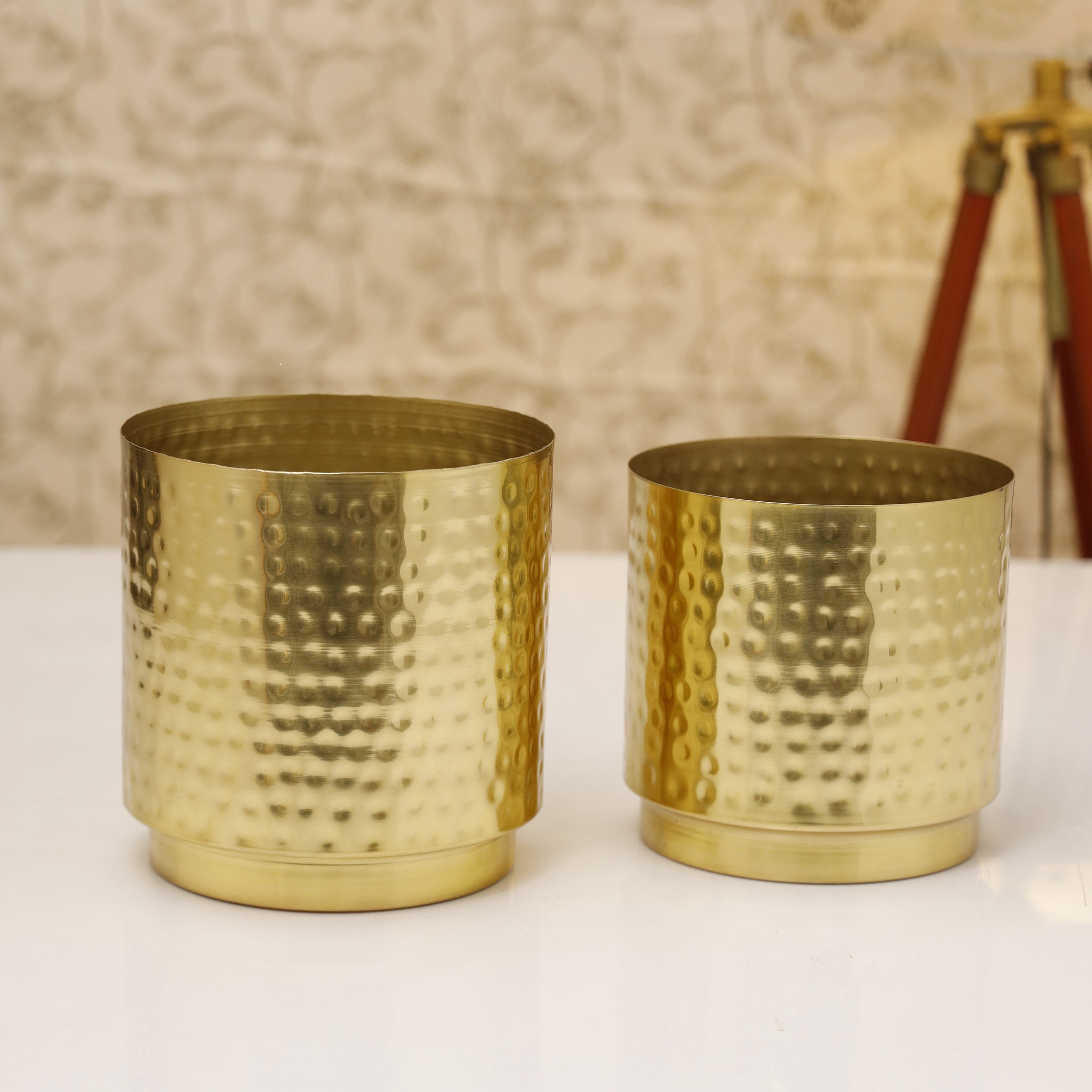 Dew Gold Hammered Planters(Set of 2)