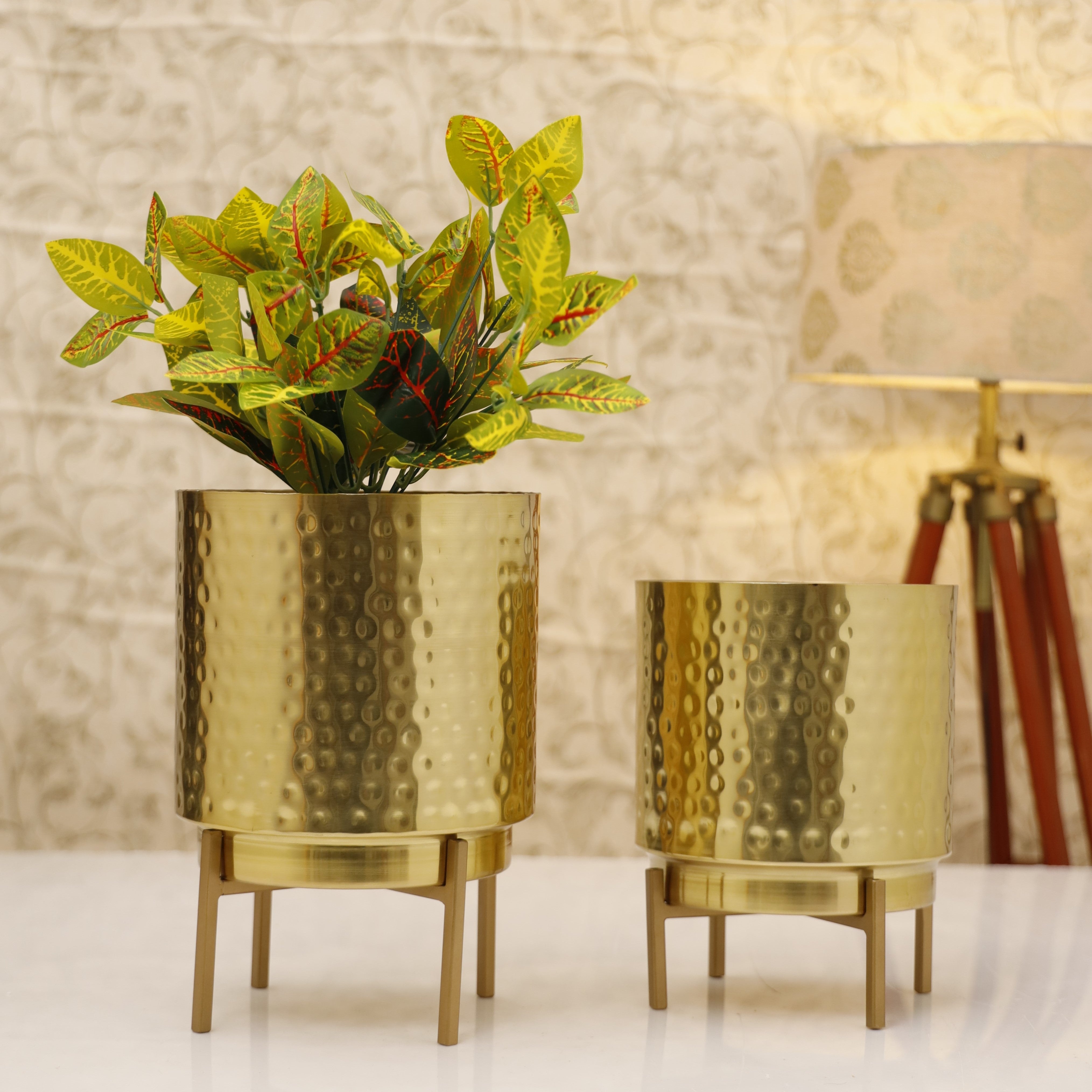 Ember Gold Hammered  Planter (Pack of 2)