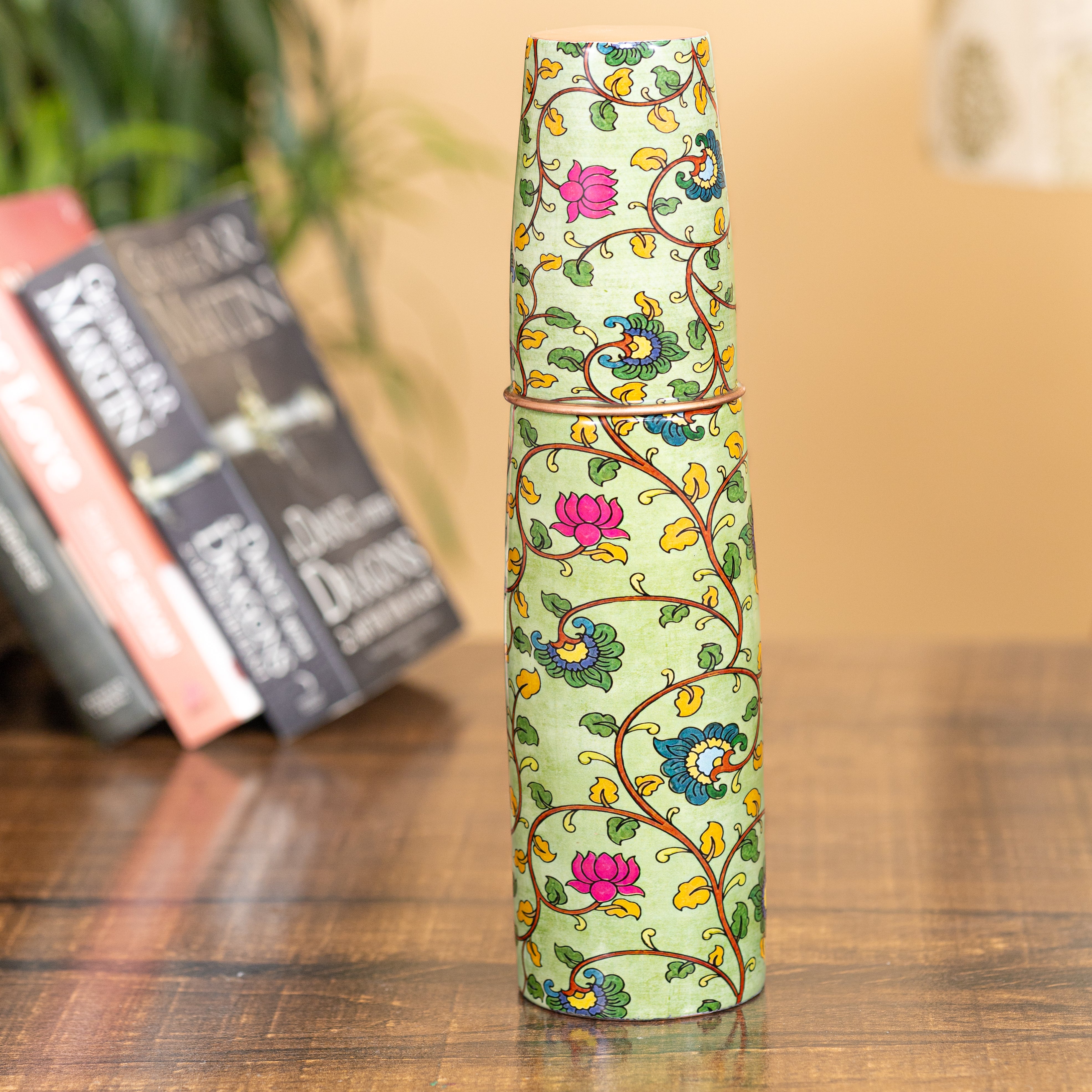Kalamkari Copper Bottle with Glass