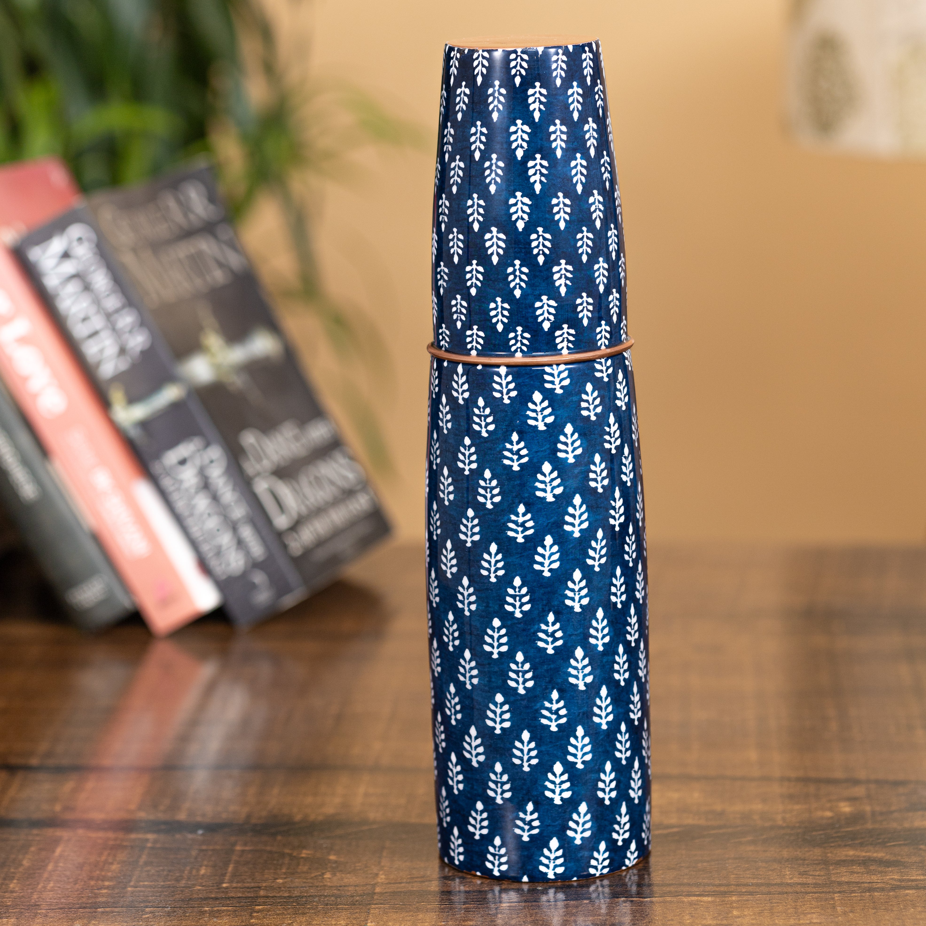 Madhubani Copper Bottle with Glass
