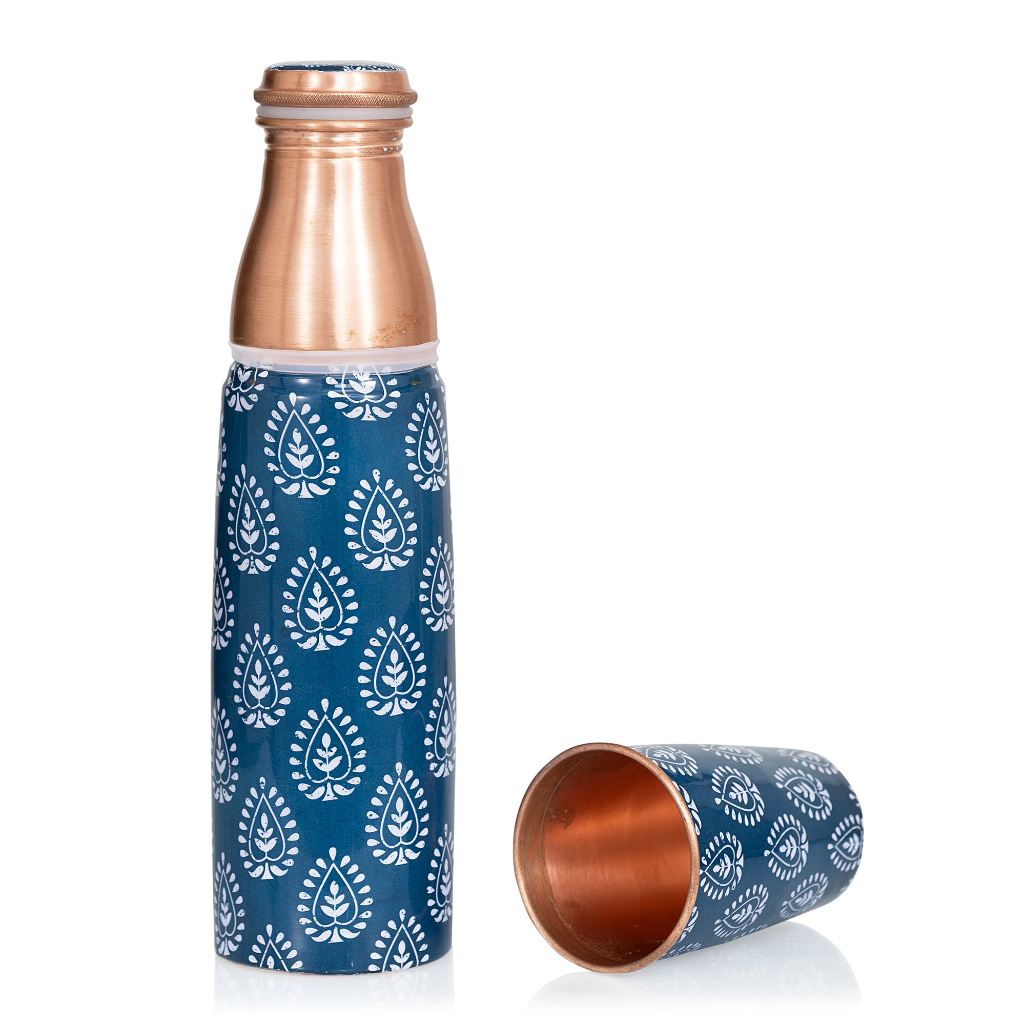 Ajrakh Copper Bottle with Glass