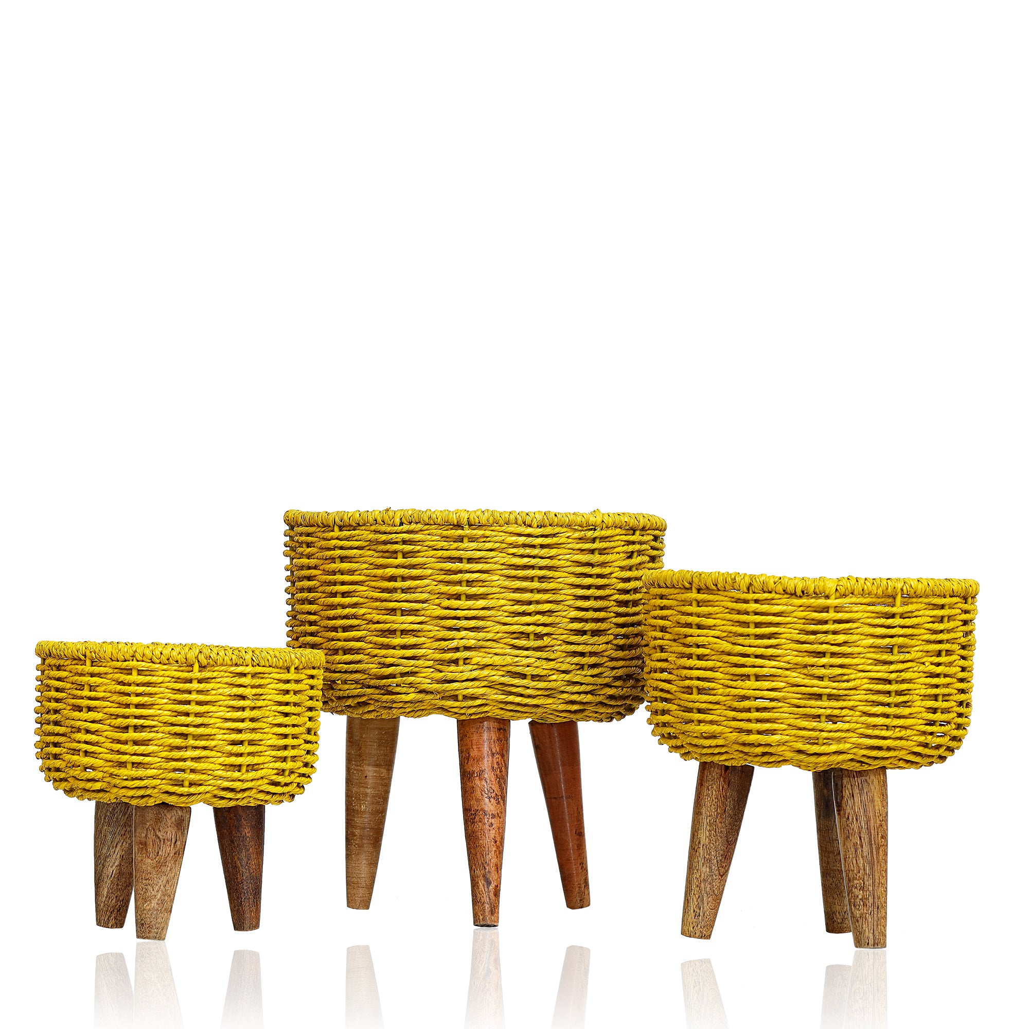 Hearth Jute Planter (Set of 3) (Yellow)