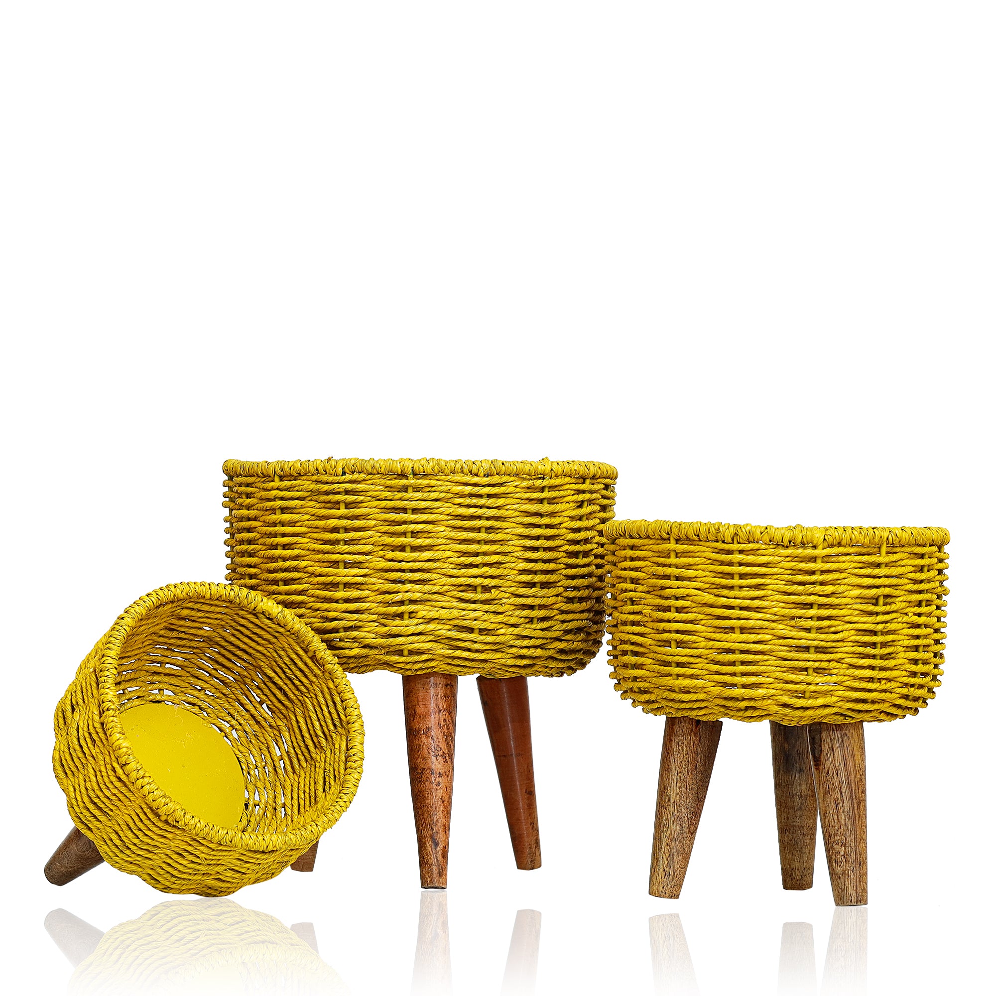 Hearth Jute Planter (Set of 3) (Yellow)