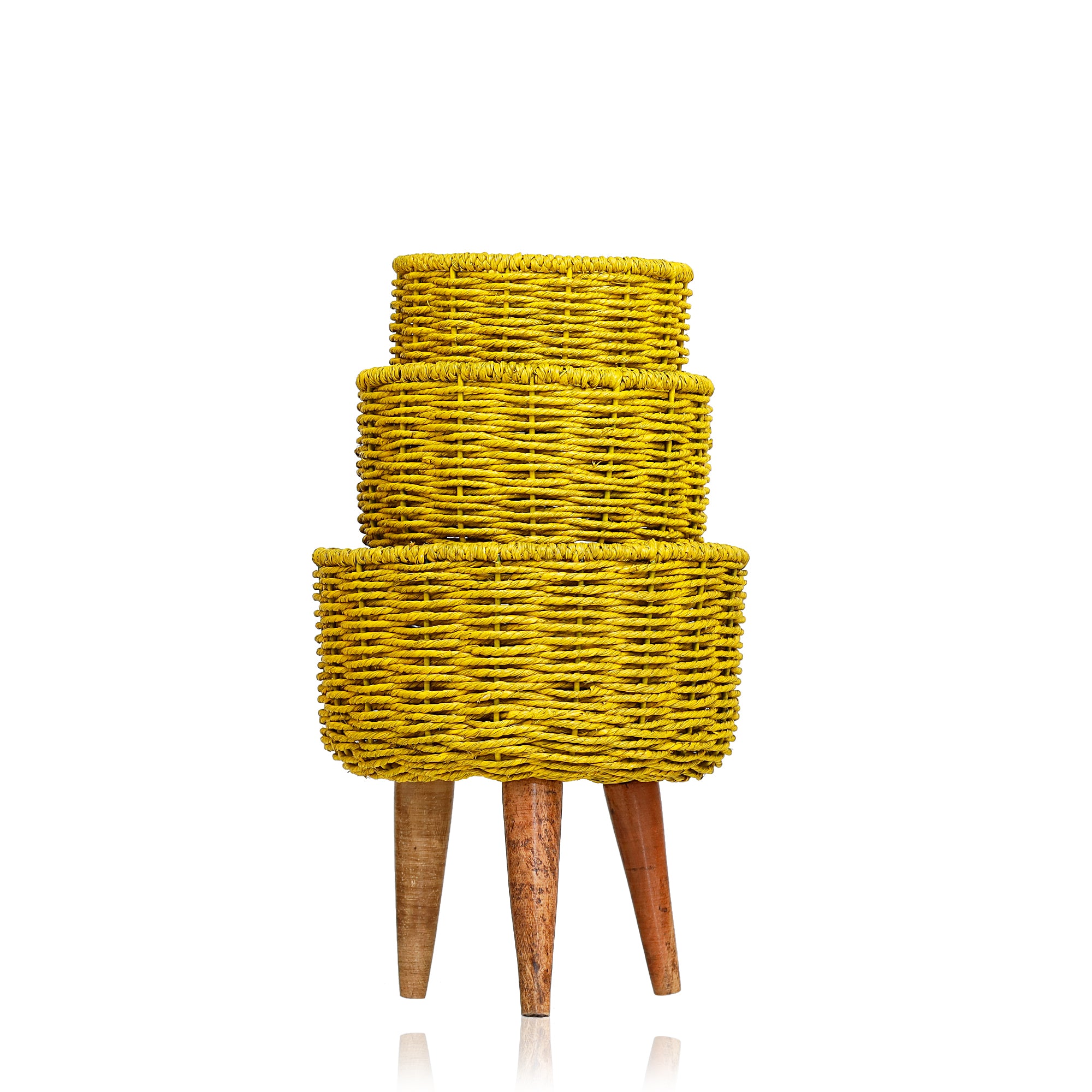 Hearth Jute Planter (Set of 3) (Yellow)