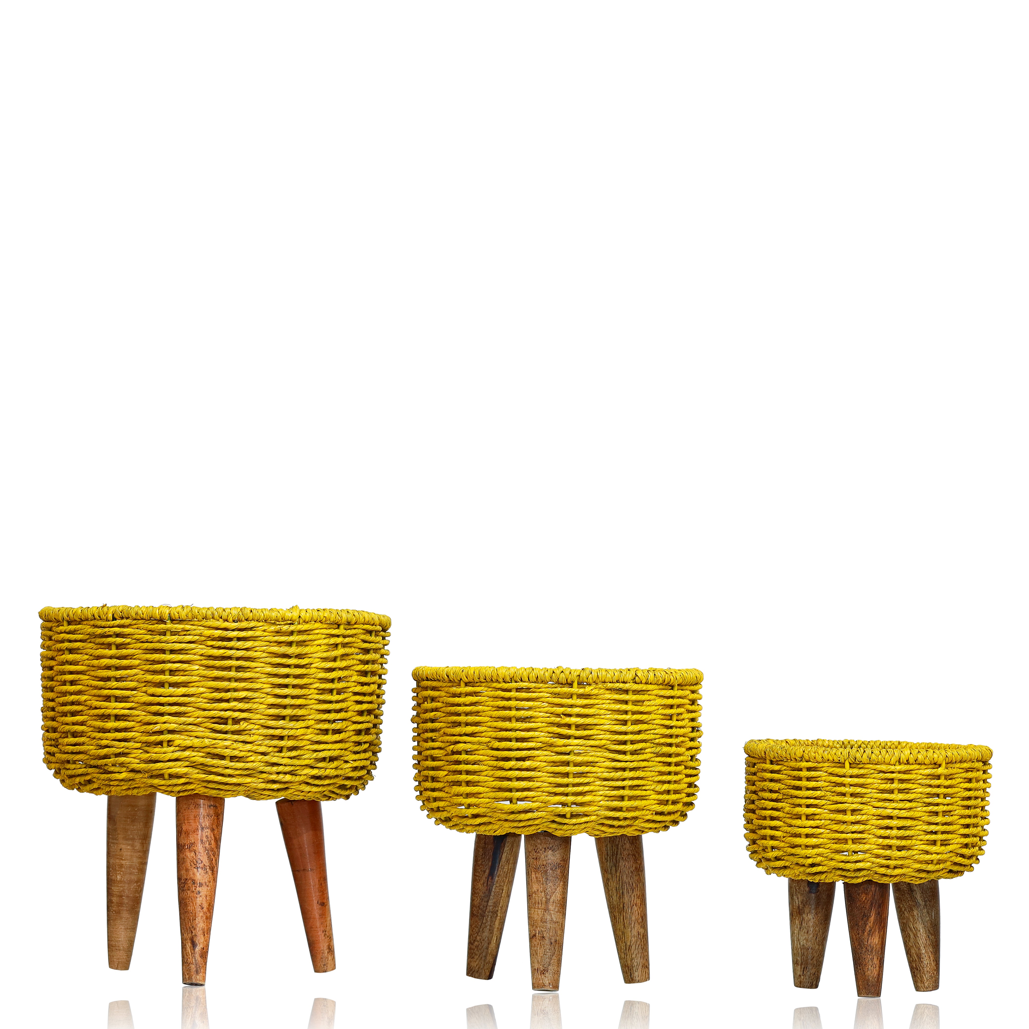 Hearth Jute Planter (Set of 3) (Yellow)