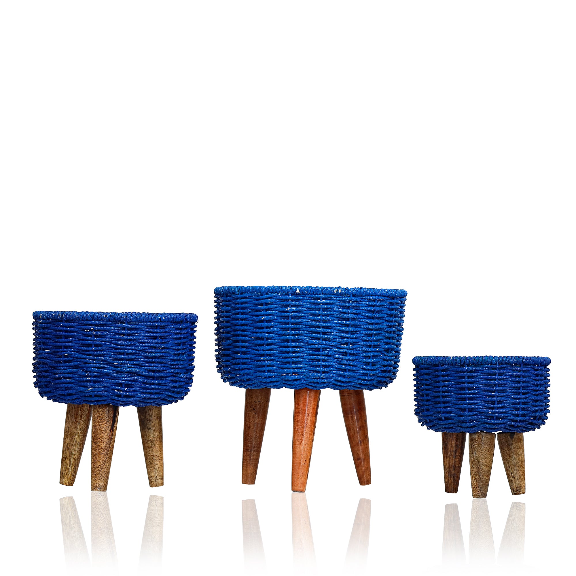 Hearth Jute Planter (Set of 3) (Blue)
