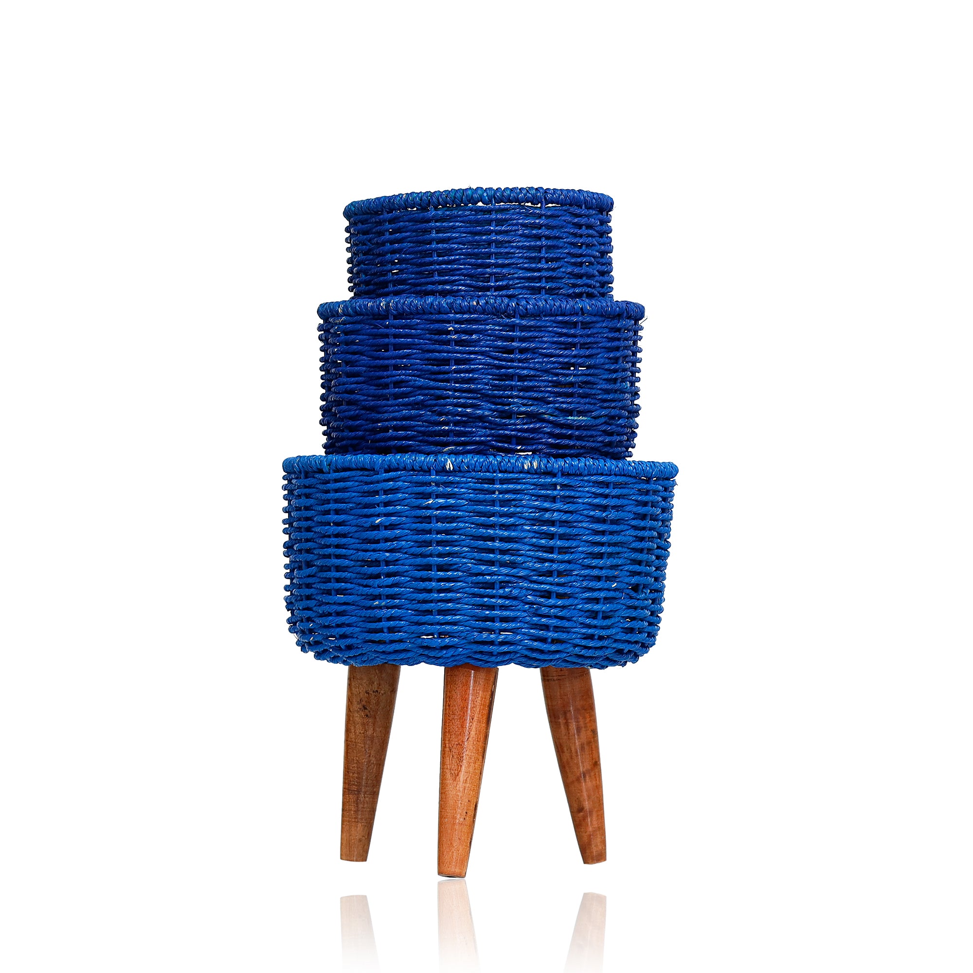Hearth Jute Planter (Set of 3) (Blue)